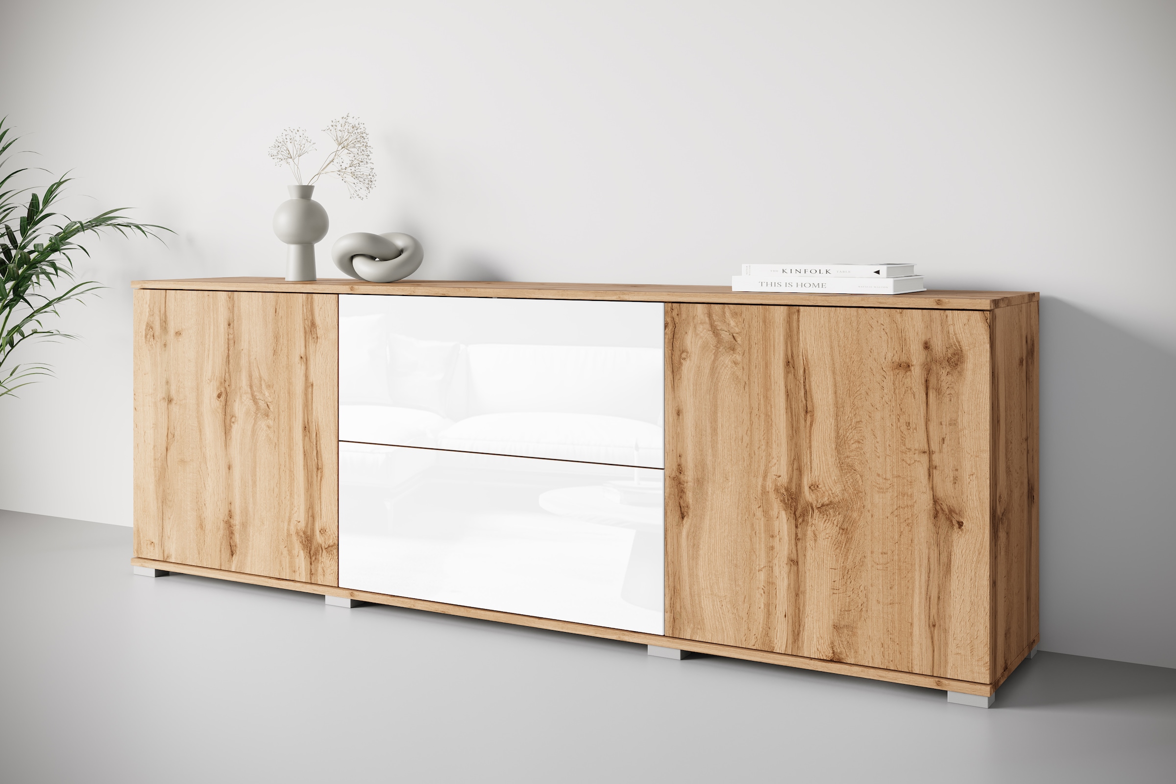 OTTO home Lowboard "Kenia" 1 Stk. tlg. 2 Türen, 2 Schubladen, Breite 180 cm günstig online kaufen