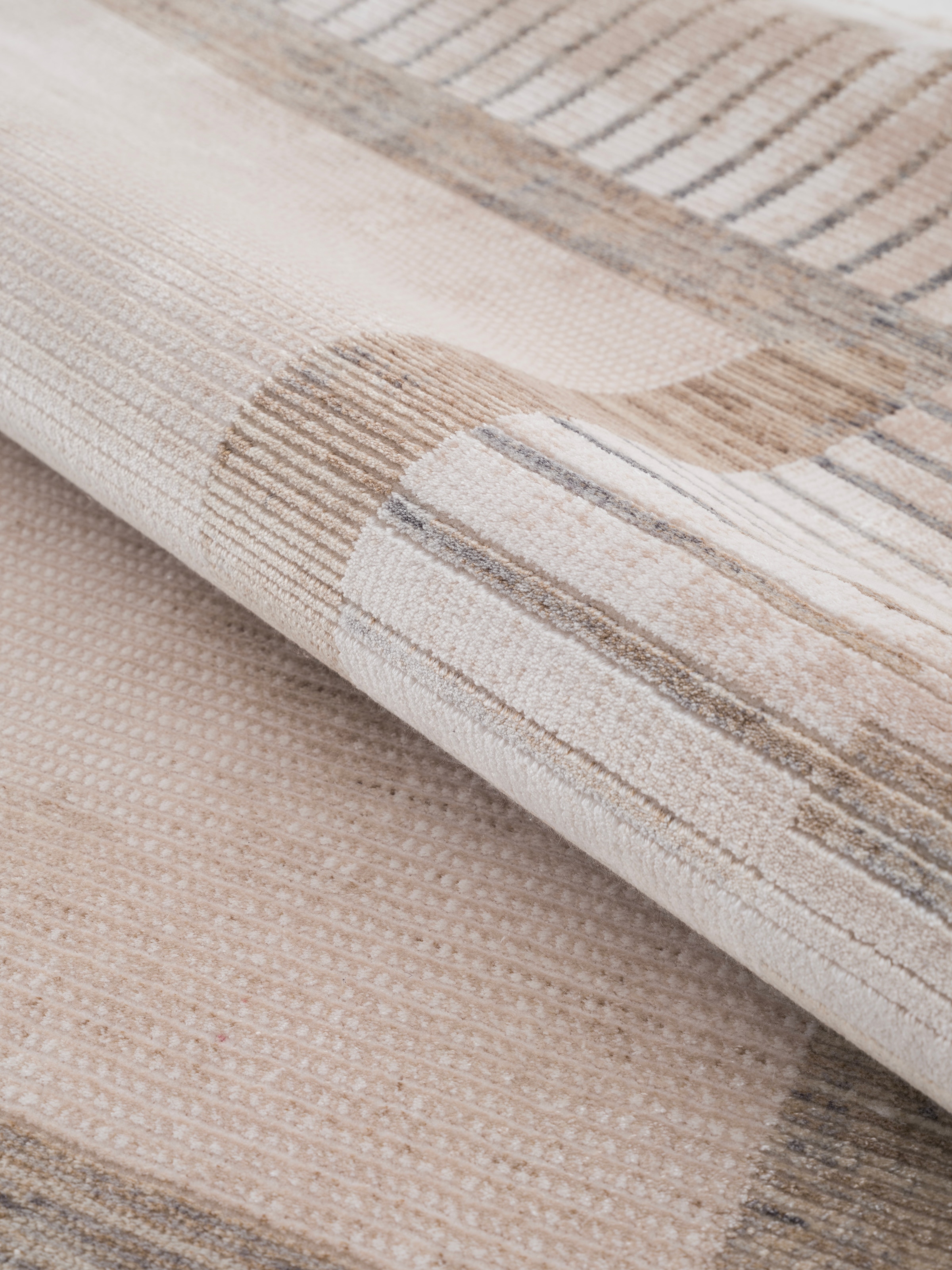 Calvin Klein home Teppich »Luster, mit Fransen, Designerteppich« rechteckig 6 mm Höhe Rahmen, Muster, meliert, Wohnzimmer, Schlafzimmer, Esszimmer