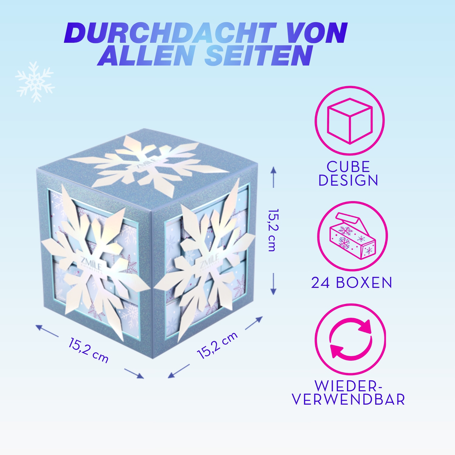 ZMILE COSMETICS Kosmetik-Adventskalender »ZMILE COSMETICS  Adventskalender Snow Flake Cube frosty white« ab 12 Jahren vegan
