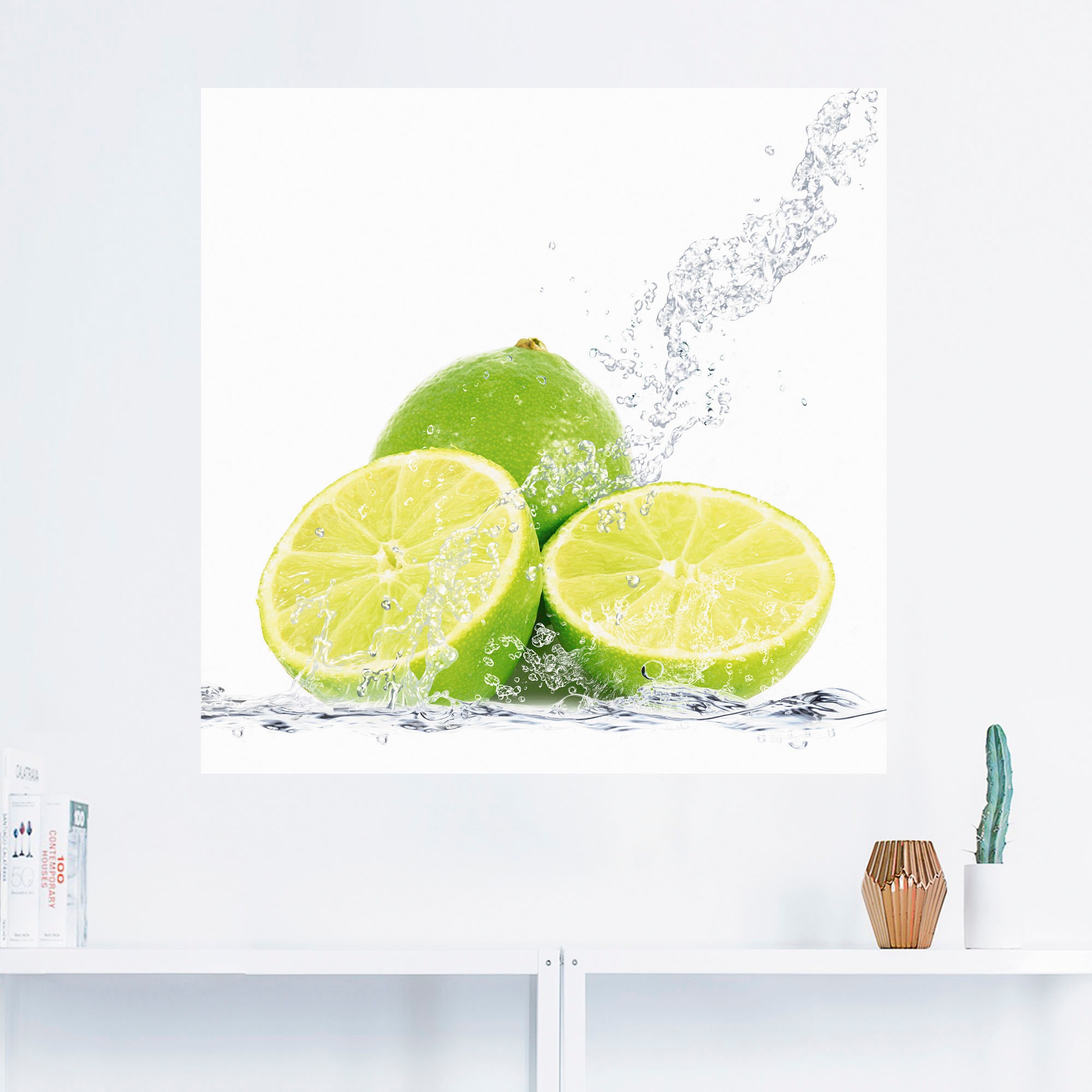 Artland Wandbild "Limette mit Spritzwasser", Lebensmittel, (1 St.), als Lei günstig online kaufen