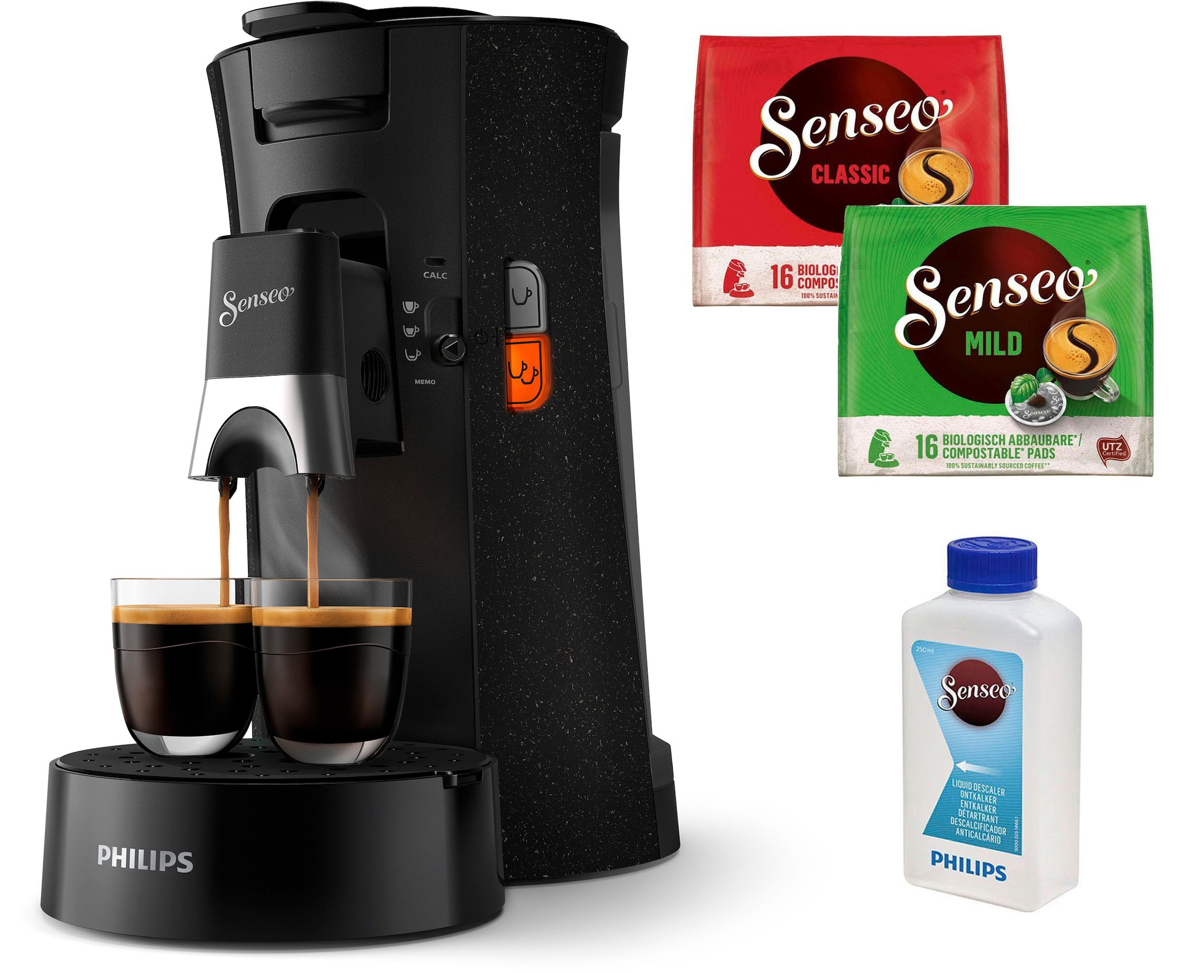 Philips Senseo Kaffeepadmaschine "Select ECO CSA240/20, mit drei Kaffee-Einstellungen", aus 21% rec. Plastik, Memo-Funkt