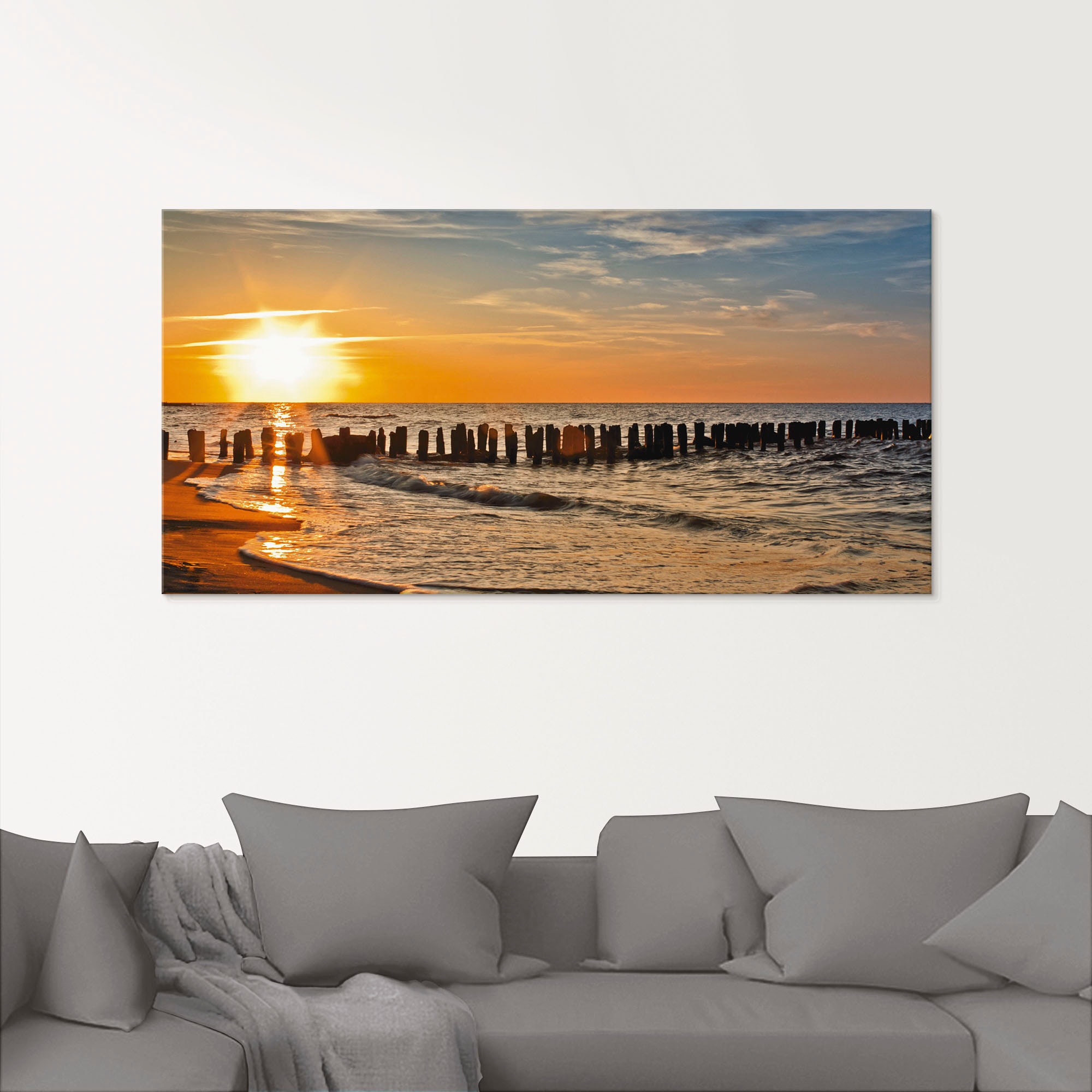 Artland Glasbild "Schöner Sonnenuntergang am Strand" Strand 1 Stk. tlg. in günstig online kaufen