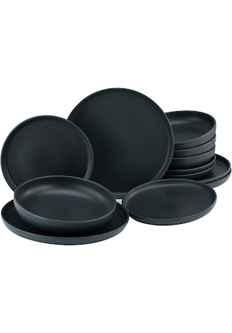 CreaTable Tafelservice »Geschirr-Set Uno Black« ...