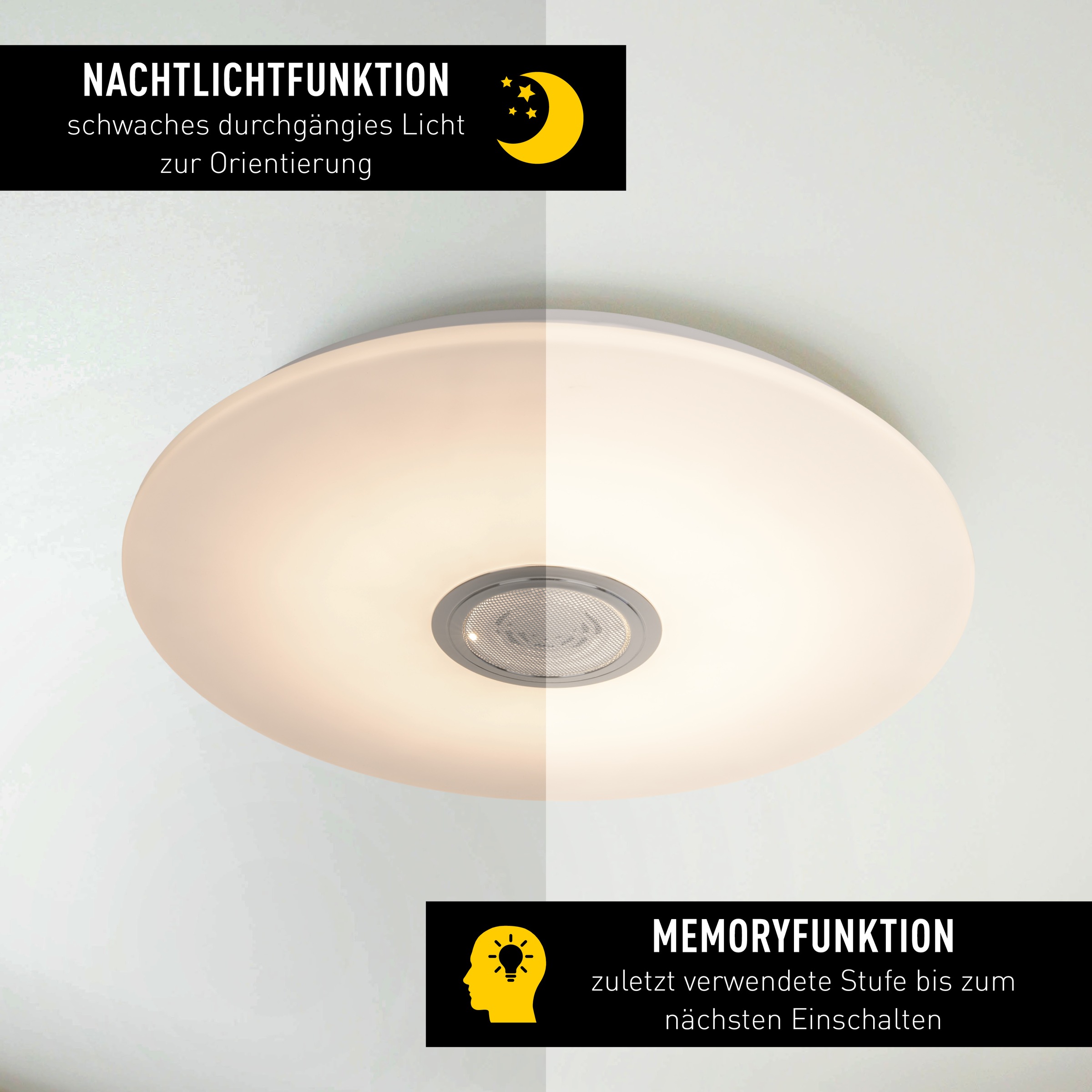 näve LED Deckenleuchte »Norderney« LED-Modul 1 Stk. warmweiß - kaltweiß Naturgeräusche, Bluetooth Speaker, CCT, Memory, Nachtlicht, dimmbar
