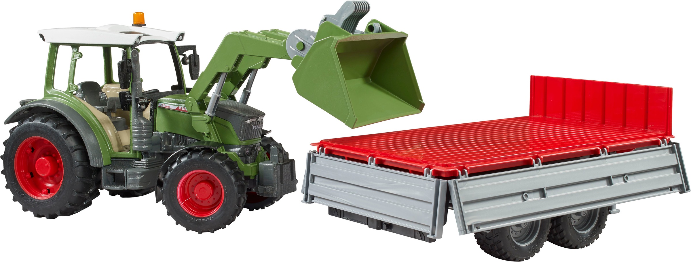 Bruder® Spielzeug-Traktor »Fendt Vario 211 mit Frontlader und Bordwandhänger (02182)«, Made in Europe