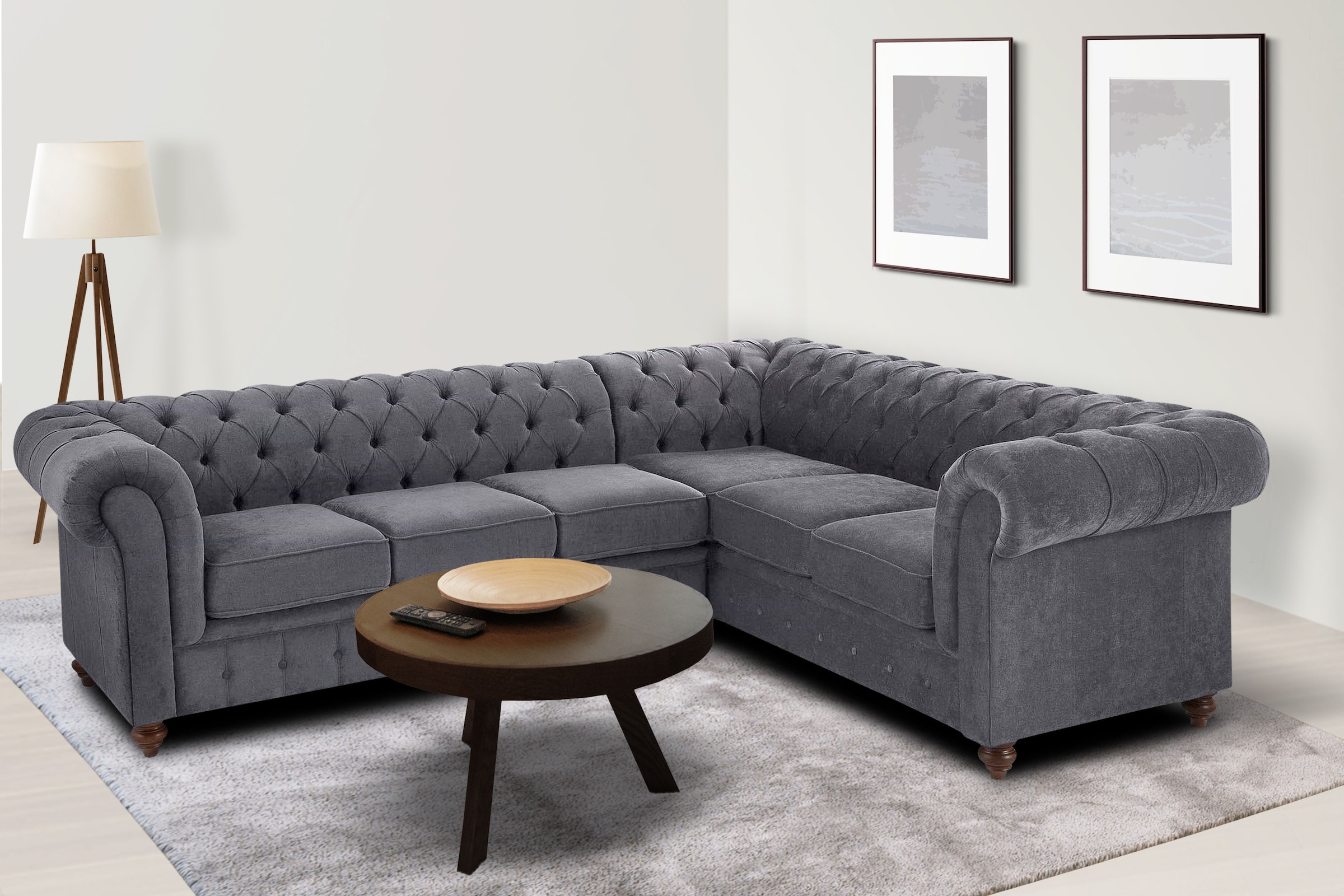 OTTO home Chesterfield-Sofa "Chesterfield Ecksofa, auch in Leder L-Form" hochwertige Knopfheftung, langer Schenkel links oder rechts wählbar