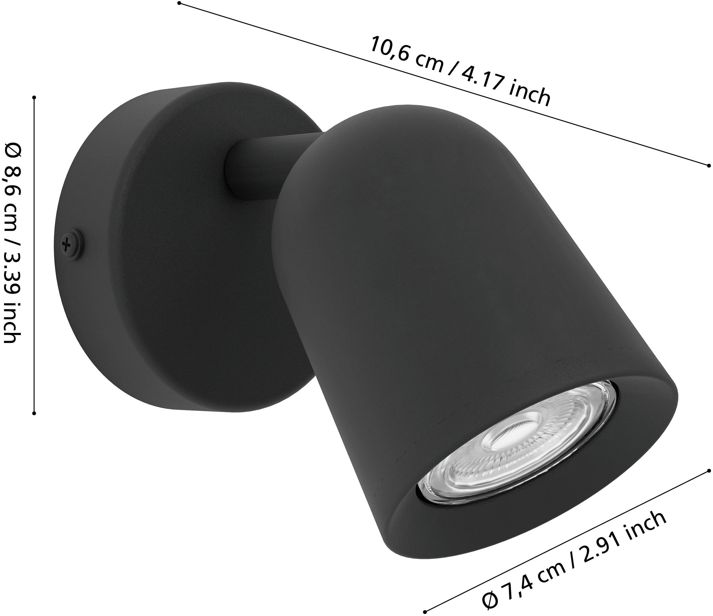 EGLO Deckenspot »CAMALDOLI Spotlampe - Stahl - GU10 - 1X5W - IP20« GU10 1 Stk. Wandleuchte, Wandspot, schwenkbar, Strahler, L8,5 x H11 x AL10,5 cm