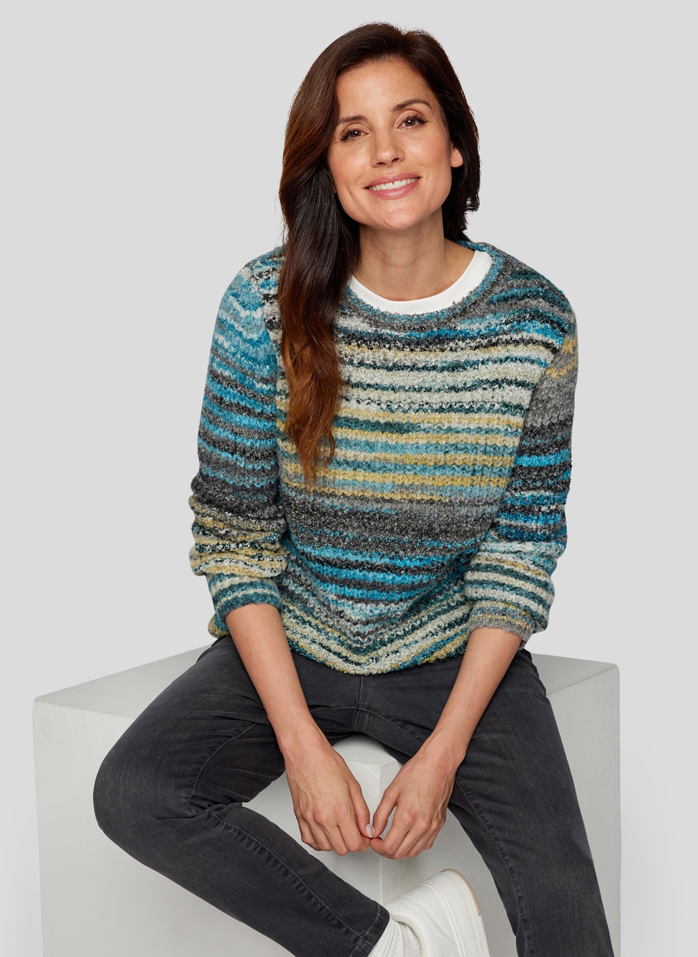 Rabe Strickpullover »RABE Kuscheliger Strickpullover mit Streifenmuster«