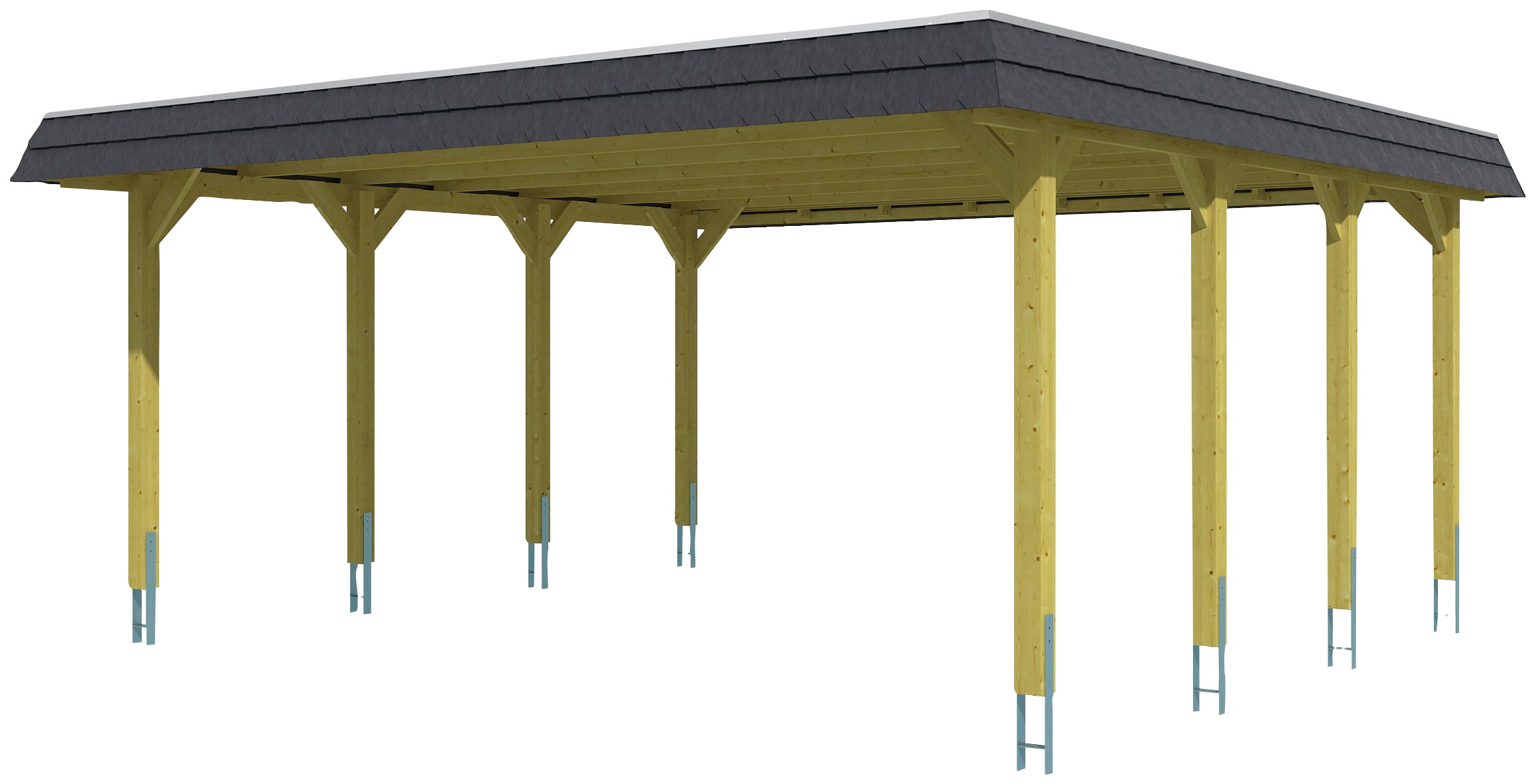 Skanholz Doppelcarport "Spreewald" Massivholz 530 cm grün