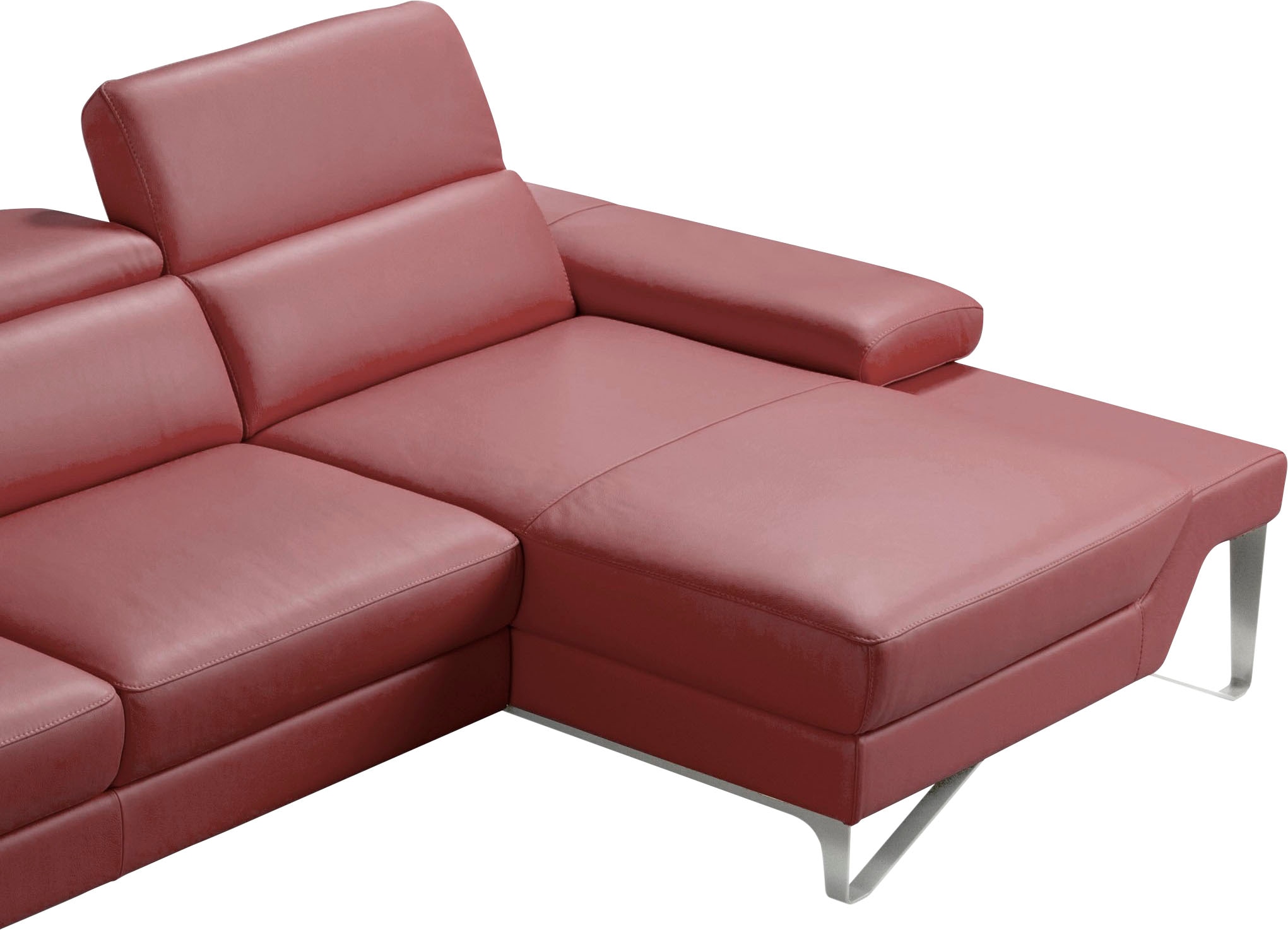 Egoitaliano Ecksofa »Princess, elegantes Designsofa mit erstklassigem Sitzkomfort, L-Form«, mit Recamiere, inkl. Kopfteilverstellung, edle Designmetallfüße