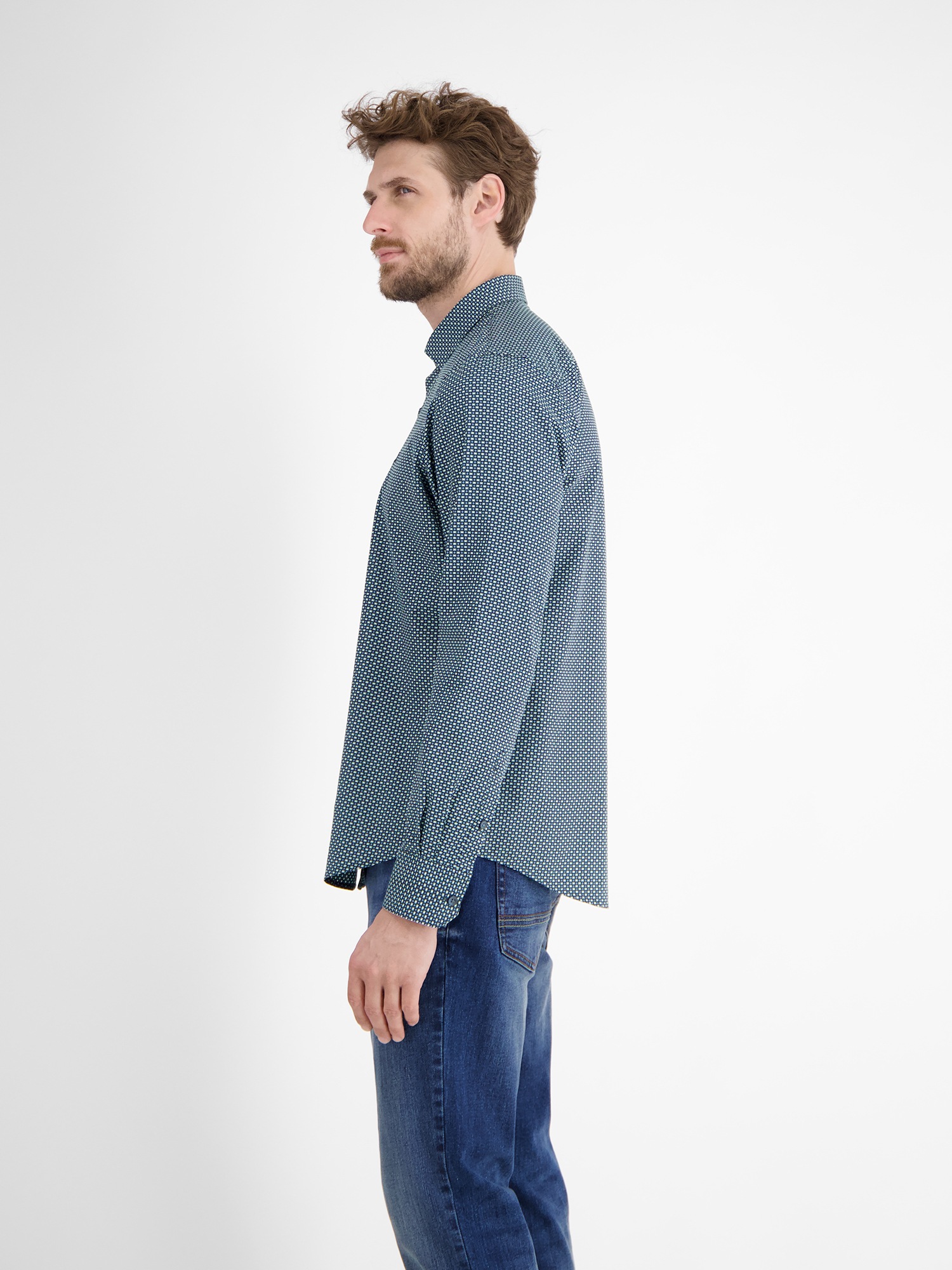 Thumbnail - LERROS Langarmhemd "LERROS Herrenhemd mit Haifischkragen, dezent gemustert"