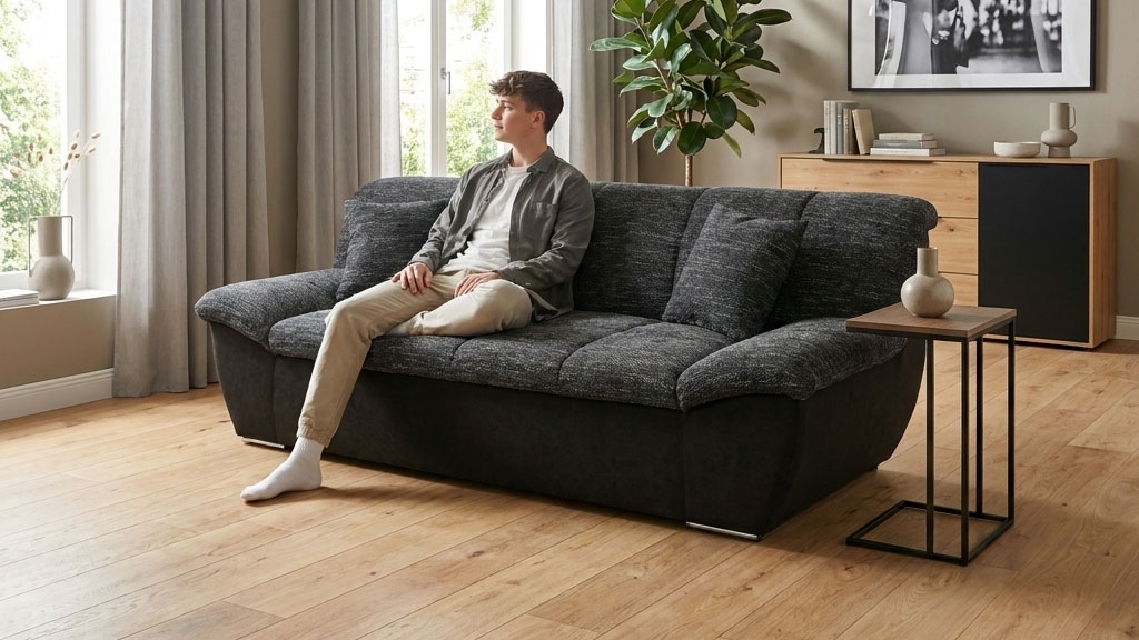 OTTO home 3-Sitzer "Salltum 232 cm breit, formschön, komfortabel" mit Ziernähen in Rücken und im Sitz, pflegeleichter Bezug