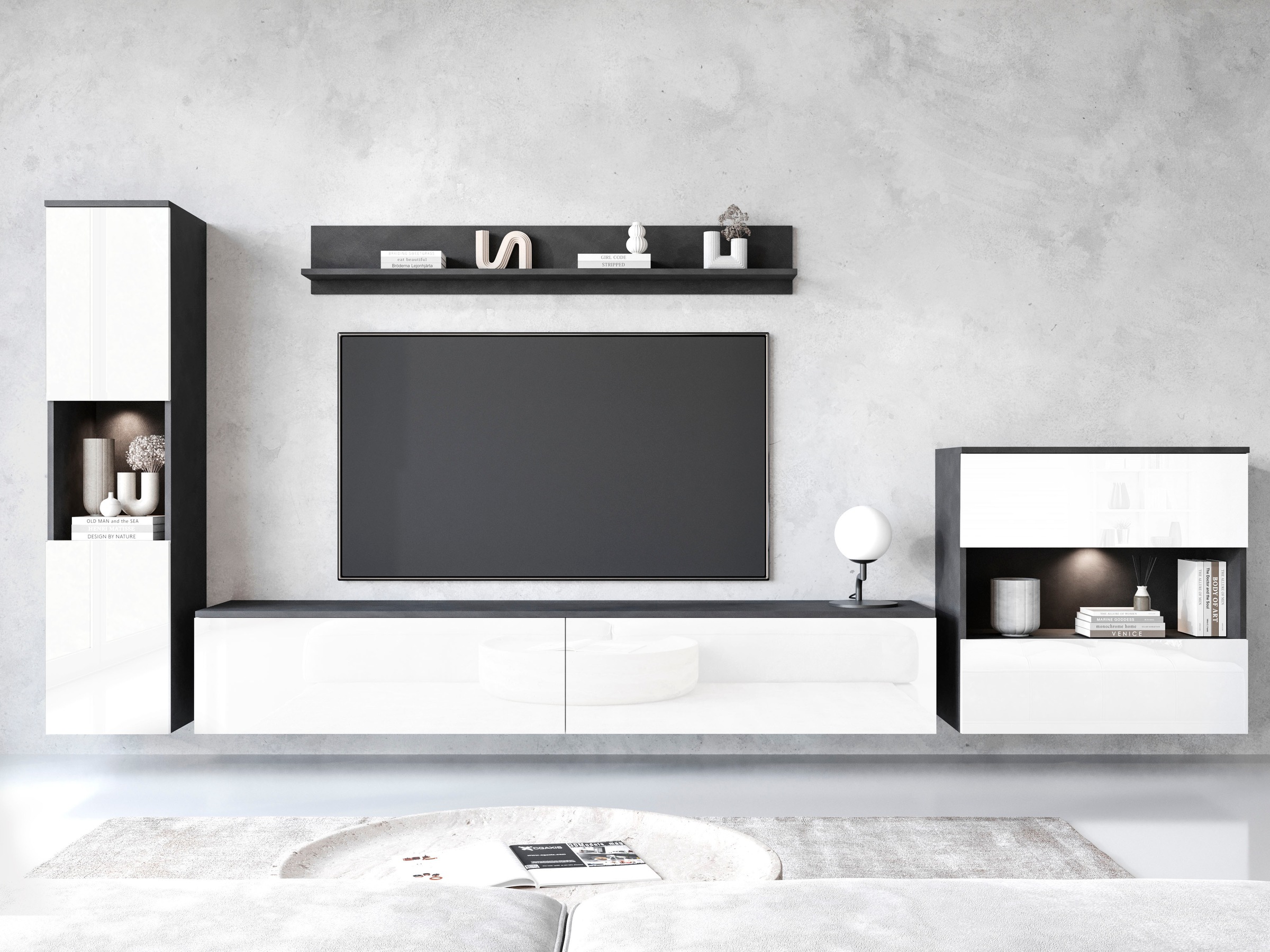 OTTO home "PARIS, Vitrine Türanschlag links/rechts wechselbar" Komplett-Set, 4 Stk. tlg.