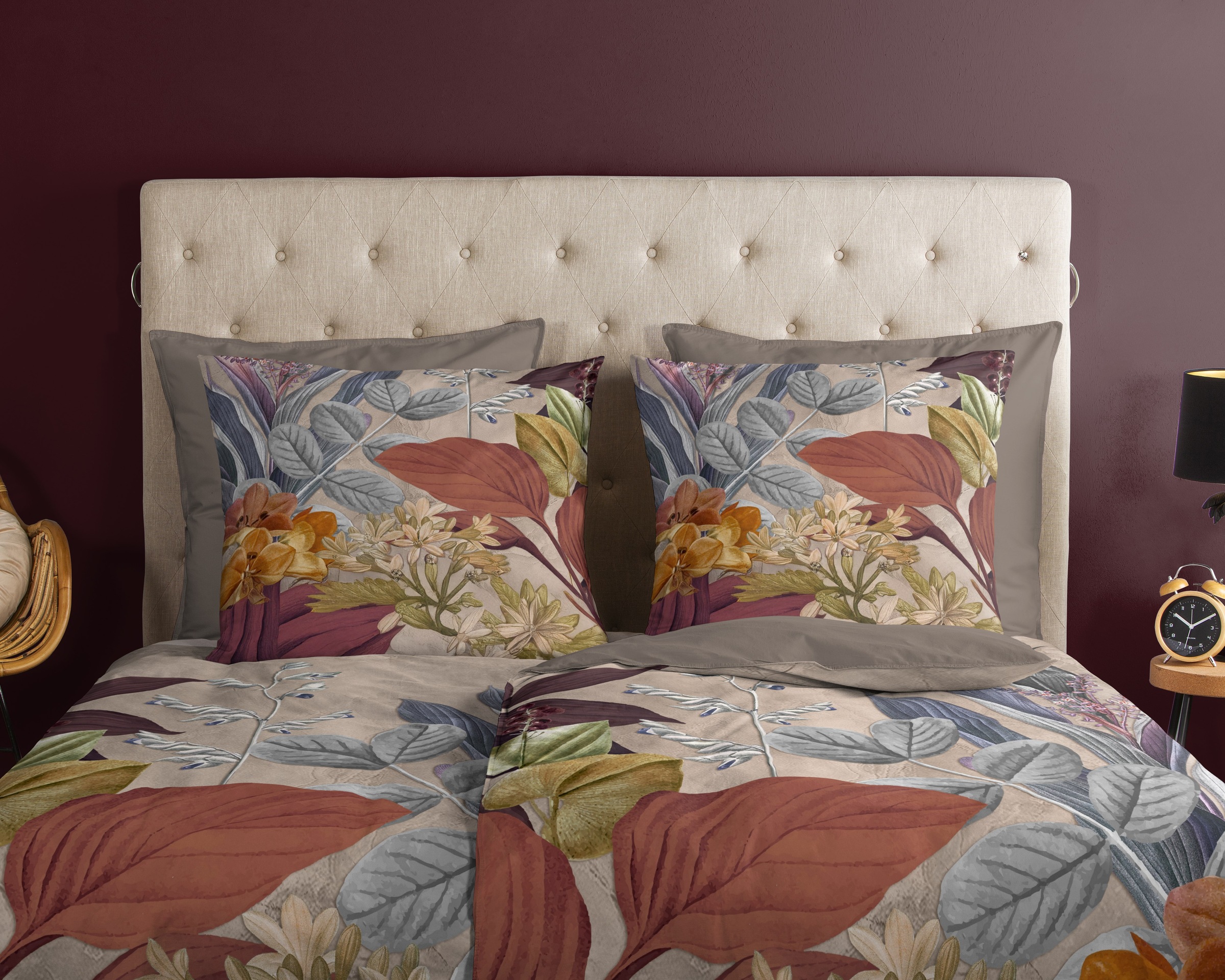 good morning Wendebettwäsche »Baileymu« 2 Stk. 100% Baumwolle, Renforcé, Reißverschluss, Wendeoptik, Blätter