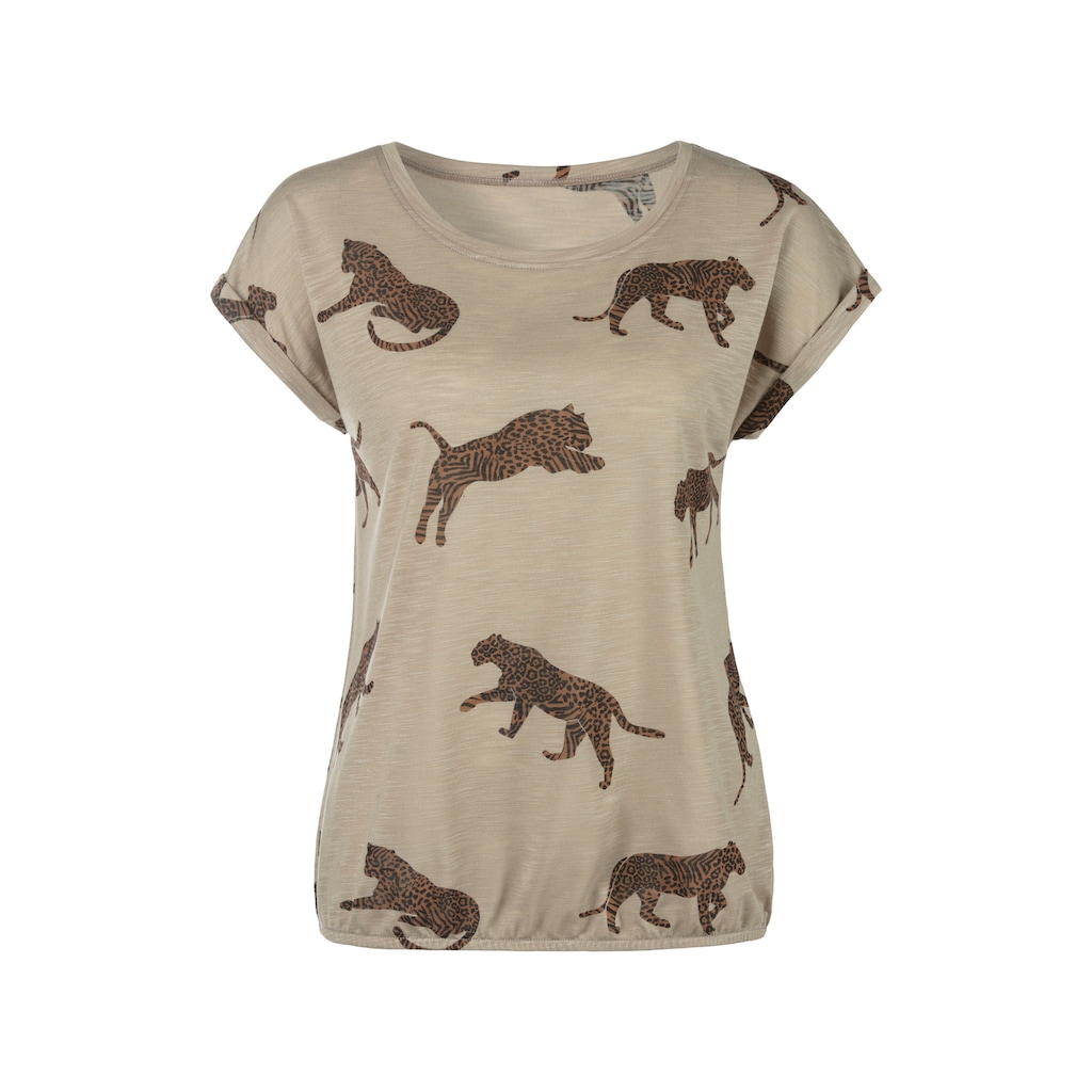 LASCANA Kurzarmshirt mit Leoparden-Motiv