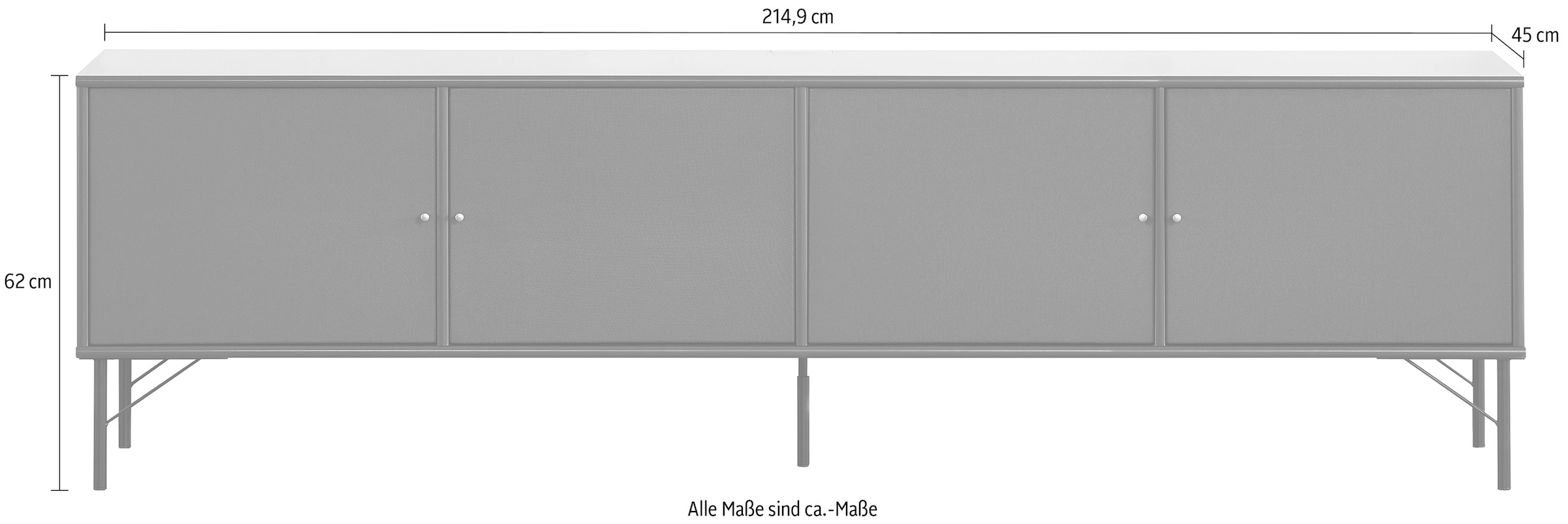 Hammel Furniture TV-Board »Mistral Fernsehschrank, Medienmöbel«, mit Türen mit Akustikstoff, Metall Füße, Lowboard, B: 214,9 cm