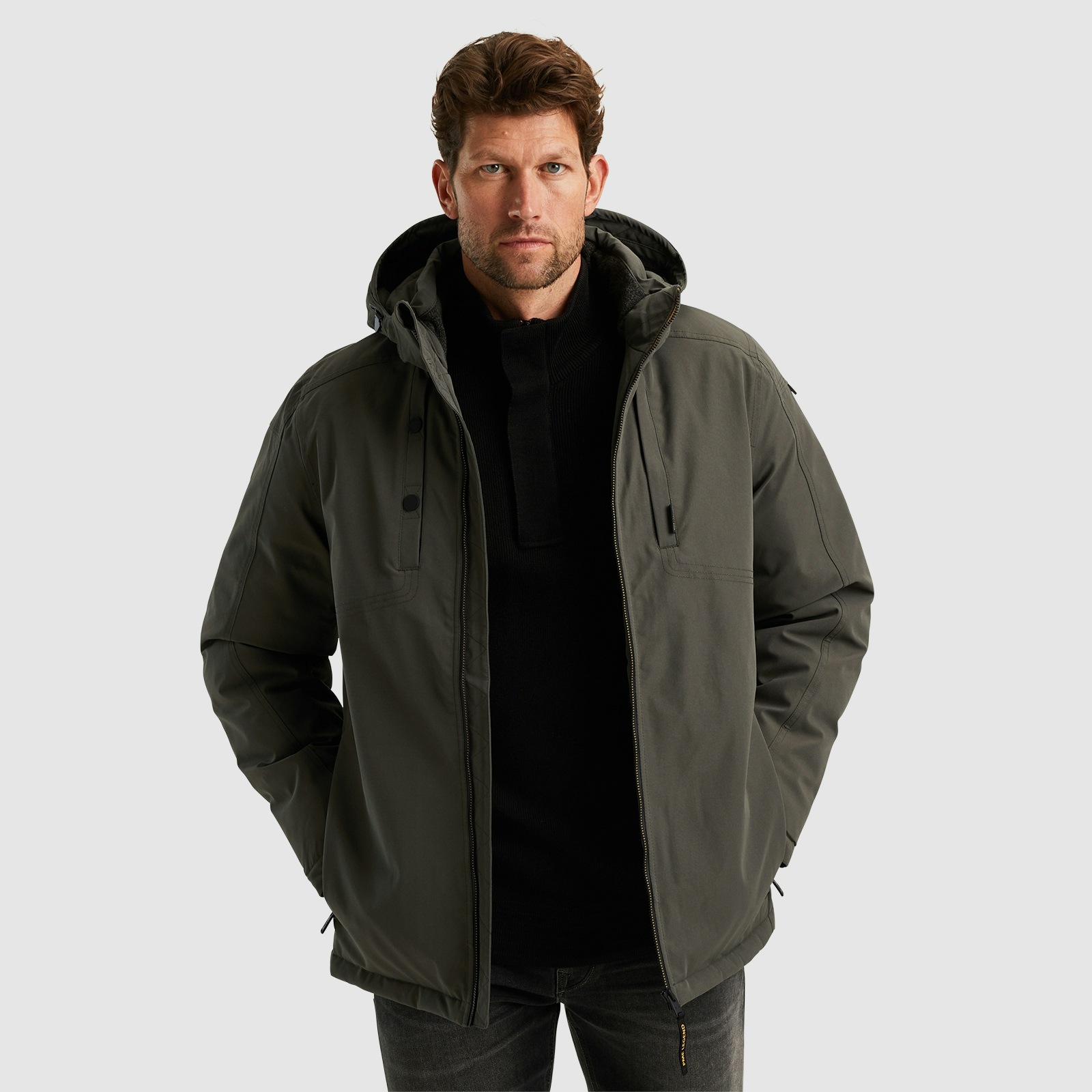 PME LEGEND Outdoorjacke »Semi long jacket STEARPACKER Ottoman«, mit Kapuze, mit Kapuze