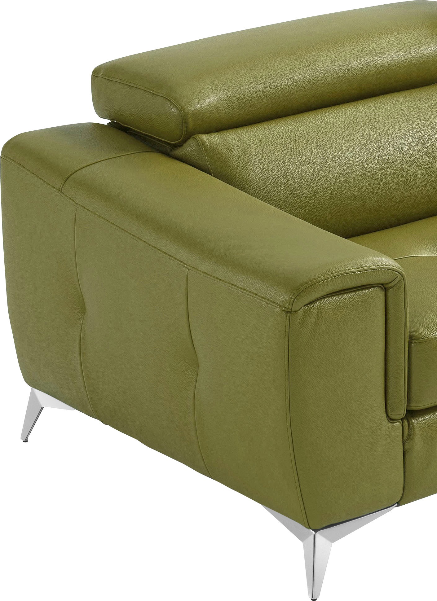 Egoitaliano 2,5-Sitzer »Francine, Designsofa, Loungesofa, Breite 213 cm, Fußfarbe chrom«, Designfuß, Leder BULL, salbei