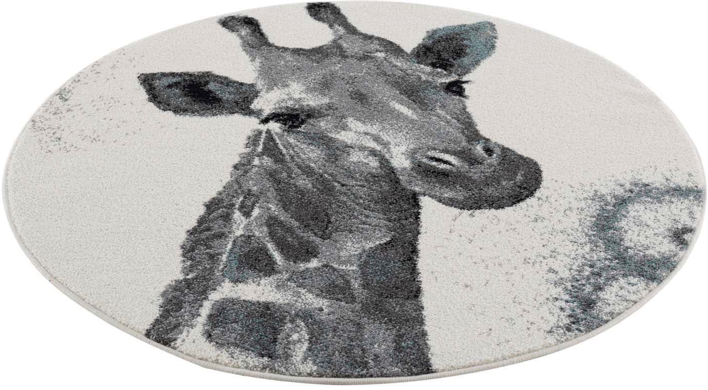 Kinderteppich »Savanna 9370«, rund, Spielteppich, Teppich, Giraffe, Creme/ Grau, Kurzflor