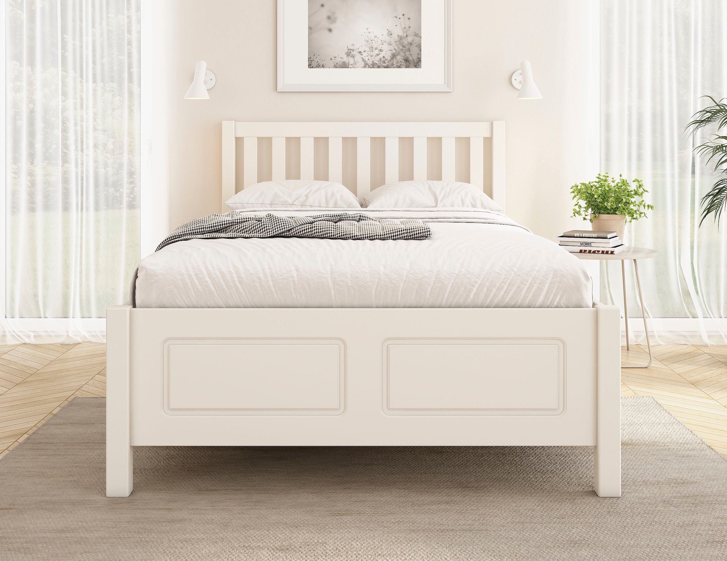 OTTO home Stauraumbett »Synnra, maximaler Stauraum, 4 Schubladen, Made in EU, Landhausstil« FSC® zertifiziert, Kassettenfront, Stauraumlösung und Komfort