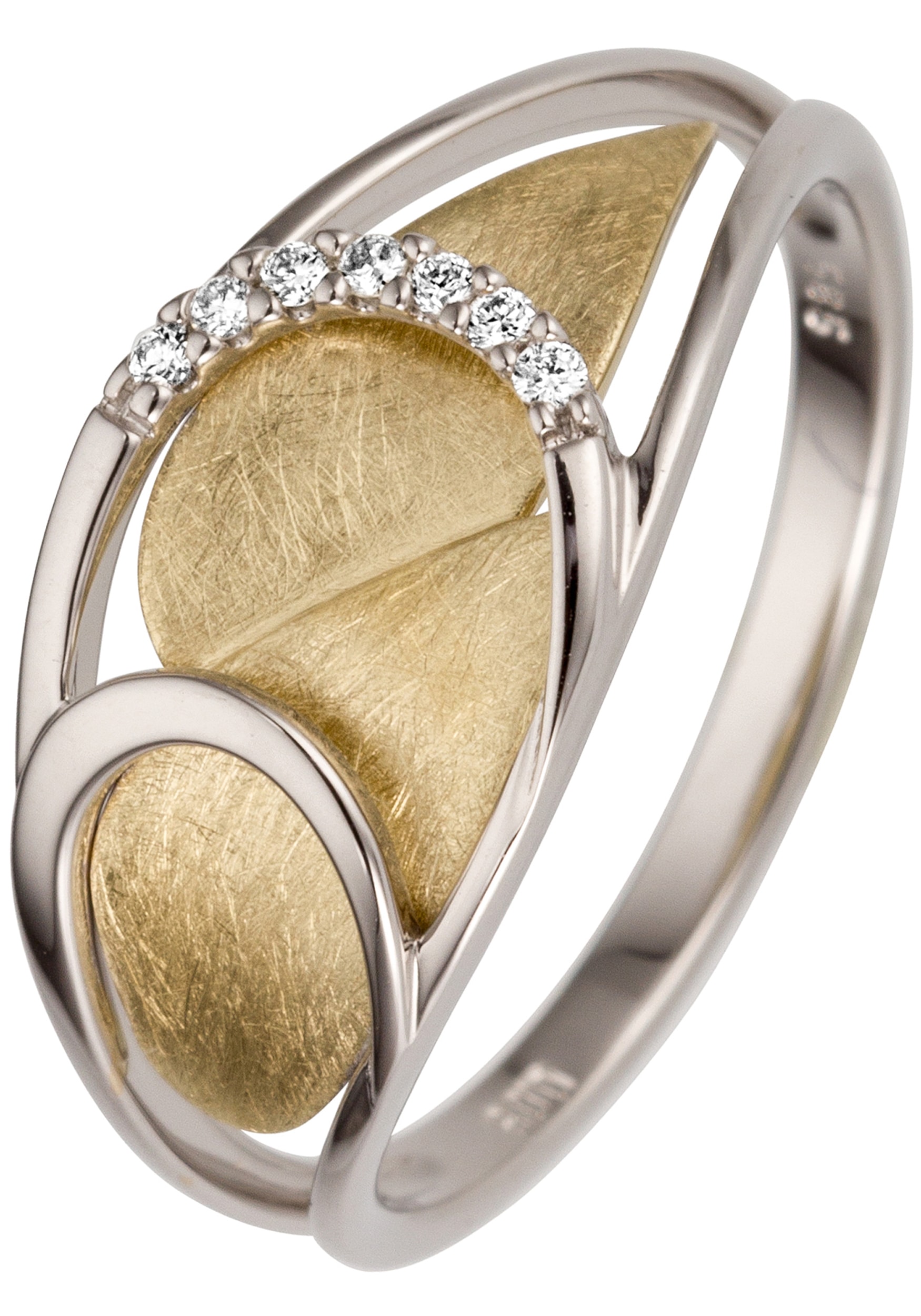 JOBO Fingerring 585 Gold bicolor mit 7 Diamanten