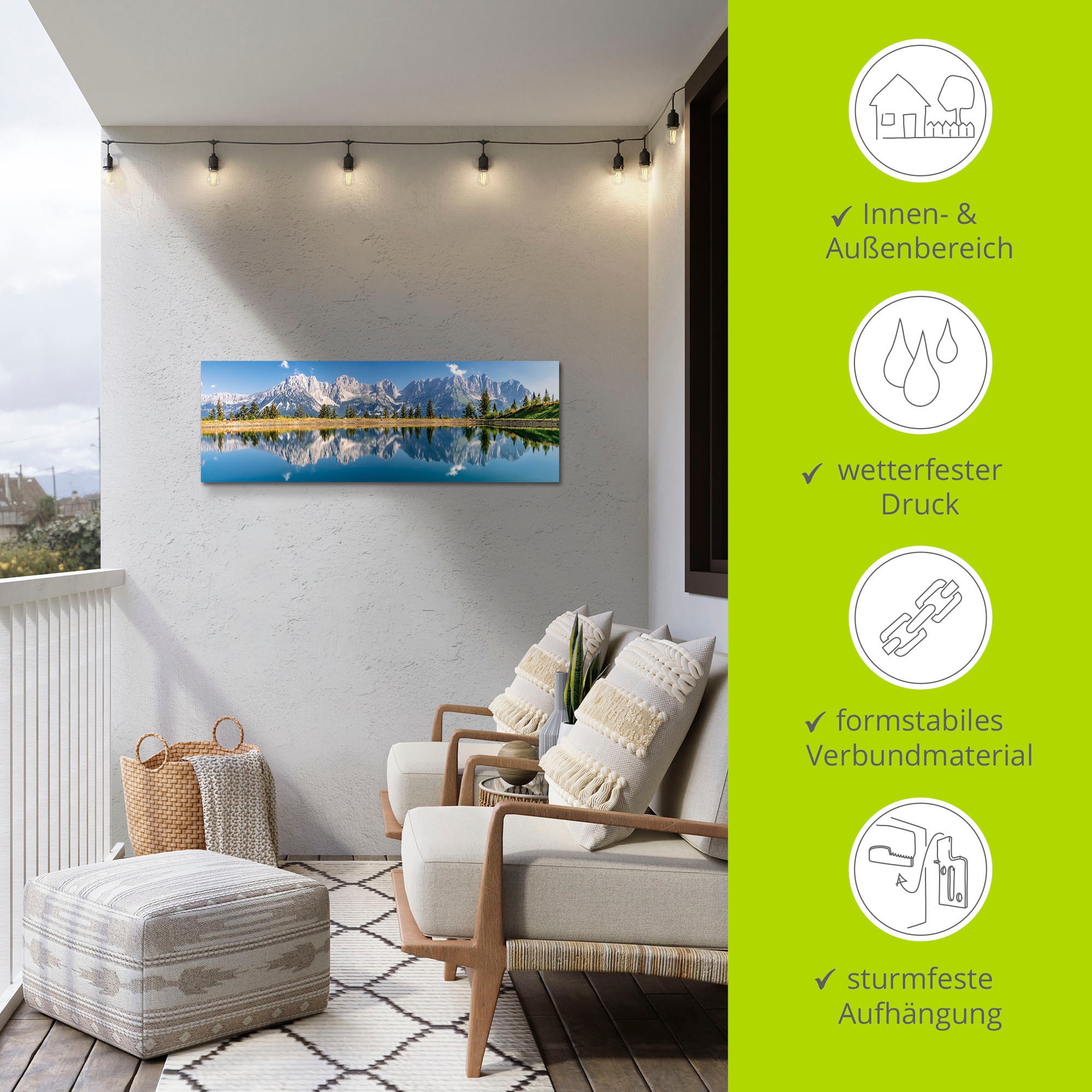 Artland Wandbild »Kaisergebirge Tirol«, Berge & Alpenbilder, (1 St.), als Alubild, Outdoorbild, Leinwandbild, Poster, Wandaufkleber
