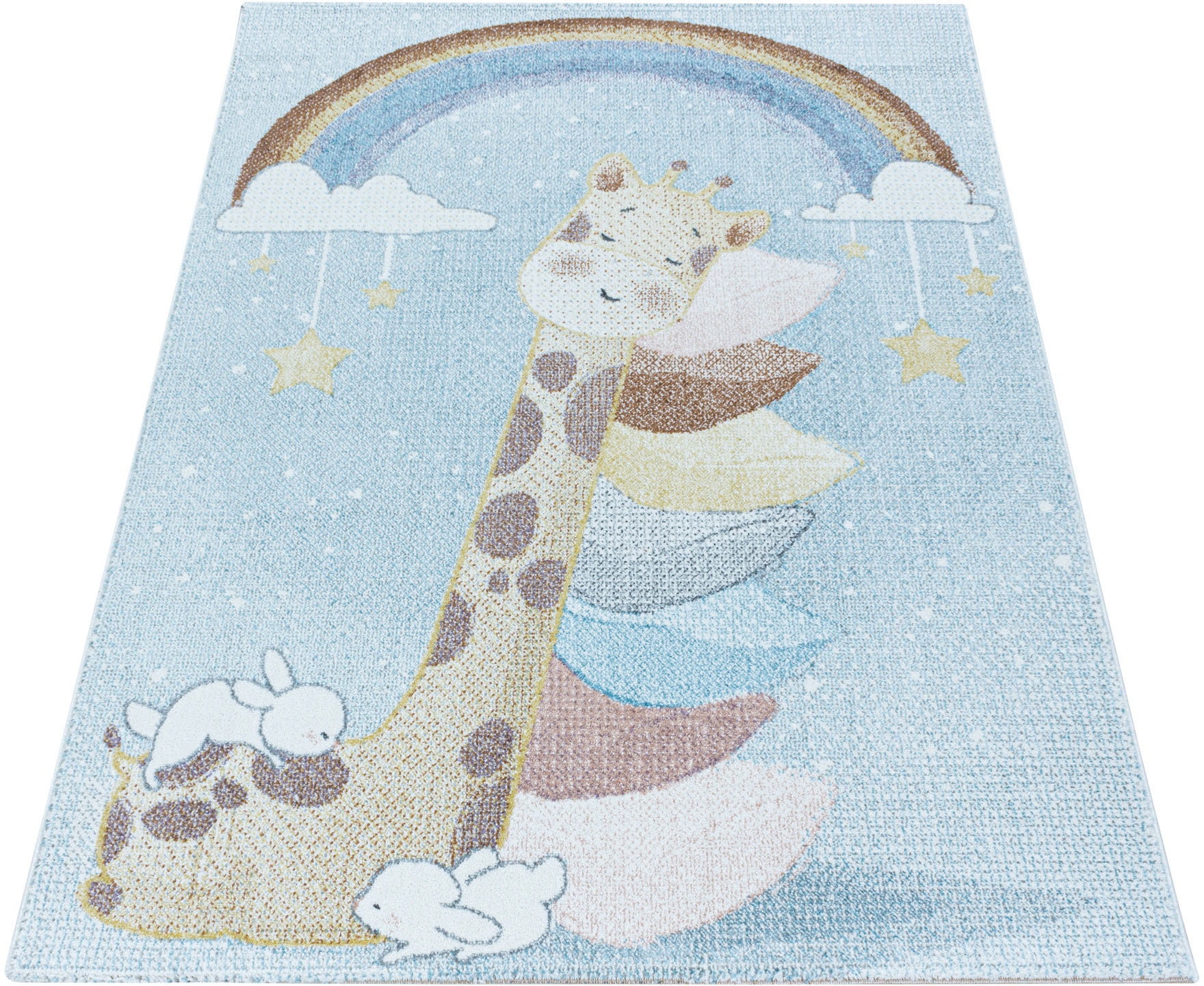 Ayyildiz Teppiche Kinderteppich "LUCKY 3612", rechteckig, 11 mm Höhe, Kinder Giraffe Motivteppich