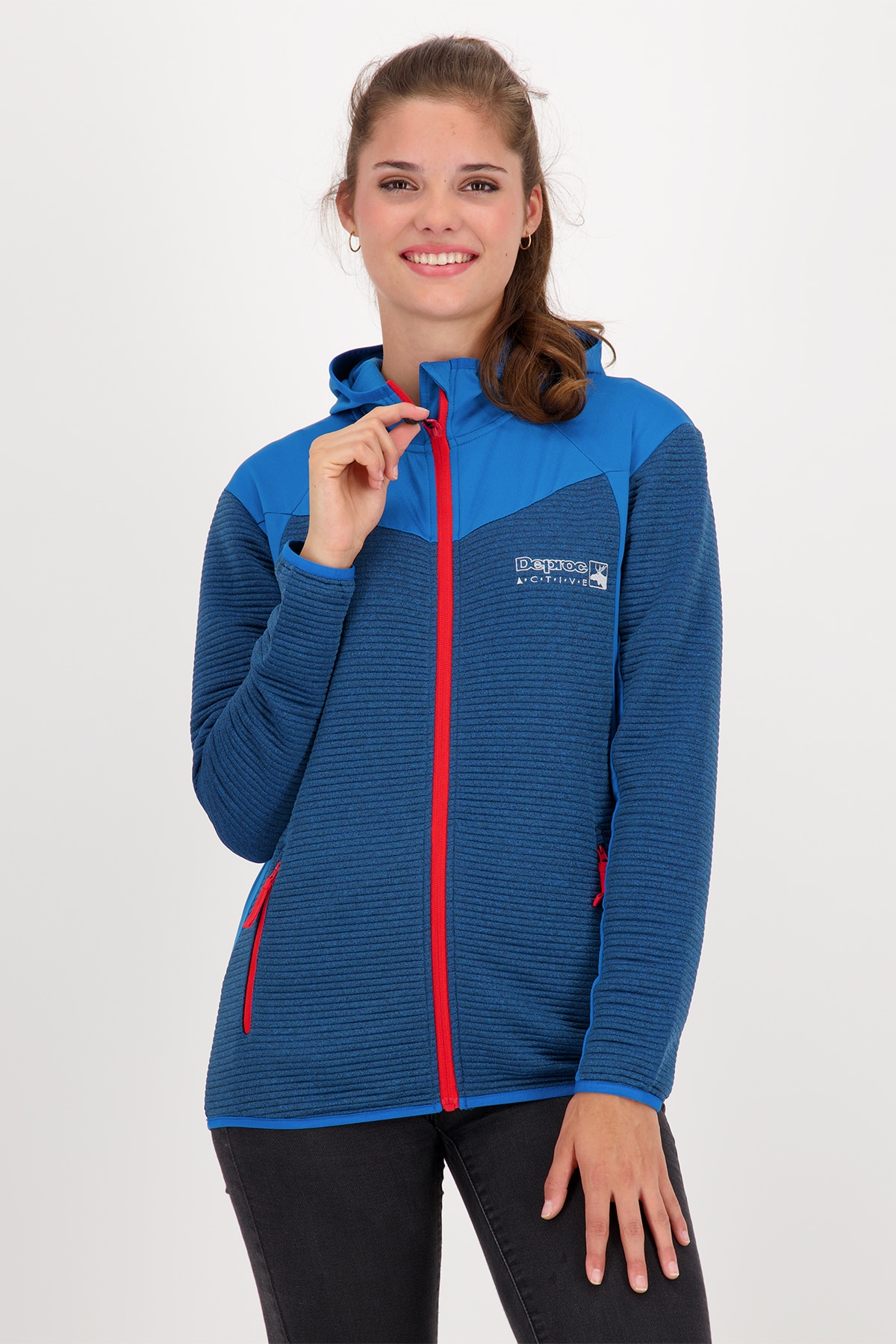 DEPROC Active Strickfleecejacke "ELM WOMEN" mit Kapuze auch in Großen Größen erhältlich