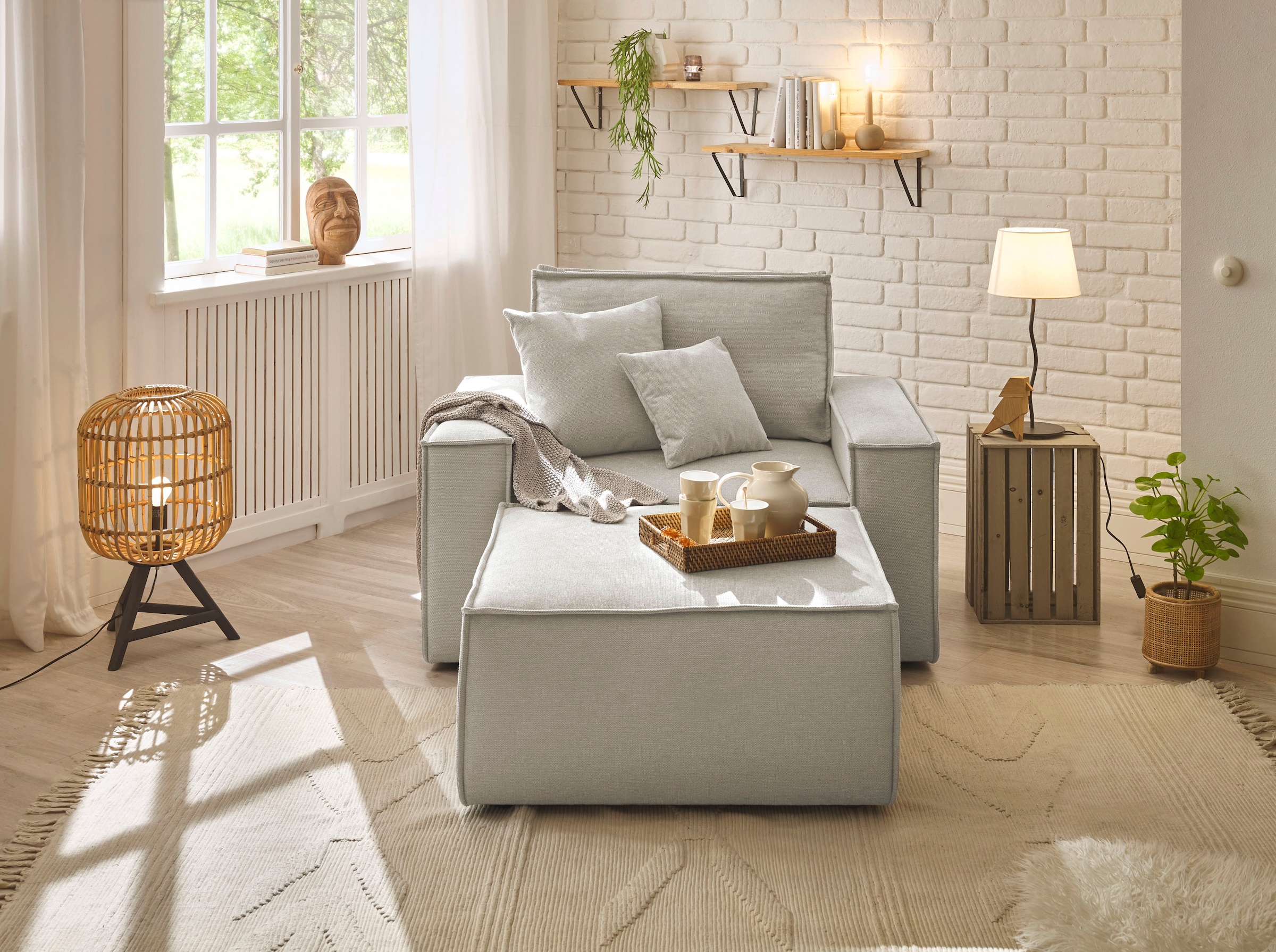 andas Loveseat »Finnley«, (2 St.), Loveseat und Hocker im Set, passend zur Polster-Serie Finnley