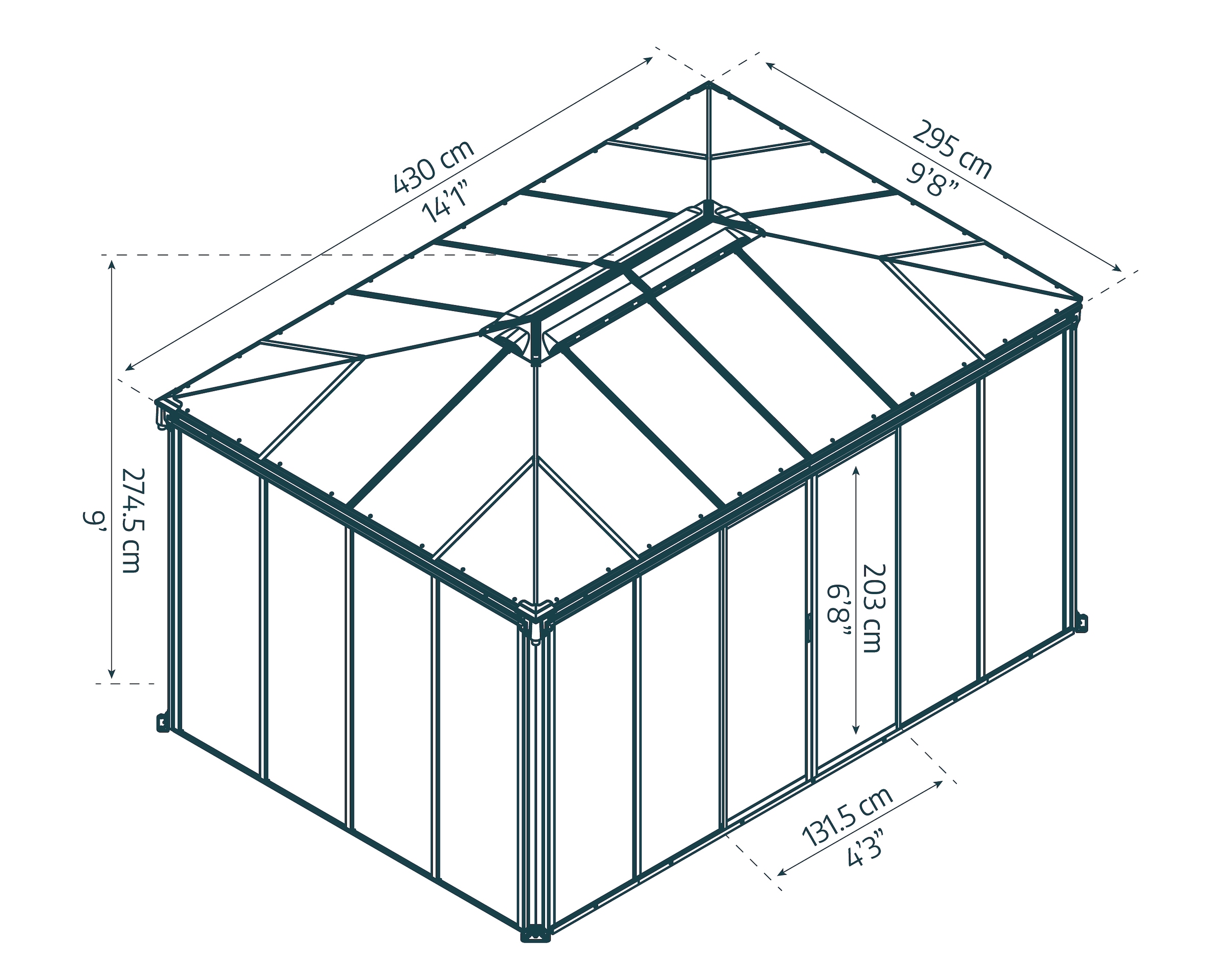 Palram - Canopia Pavillon »Geschlossen, Ledro«, 430 x 295,5 cm