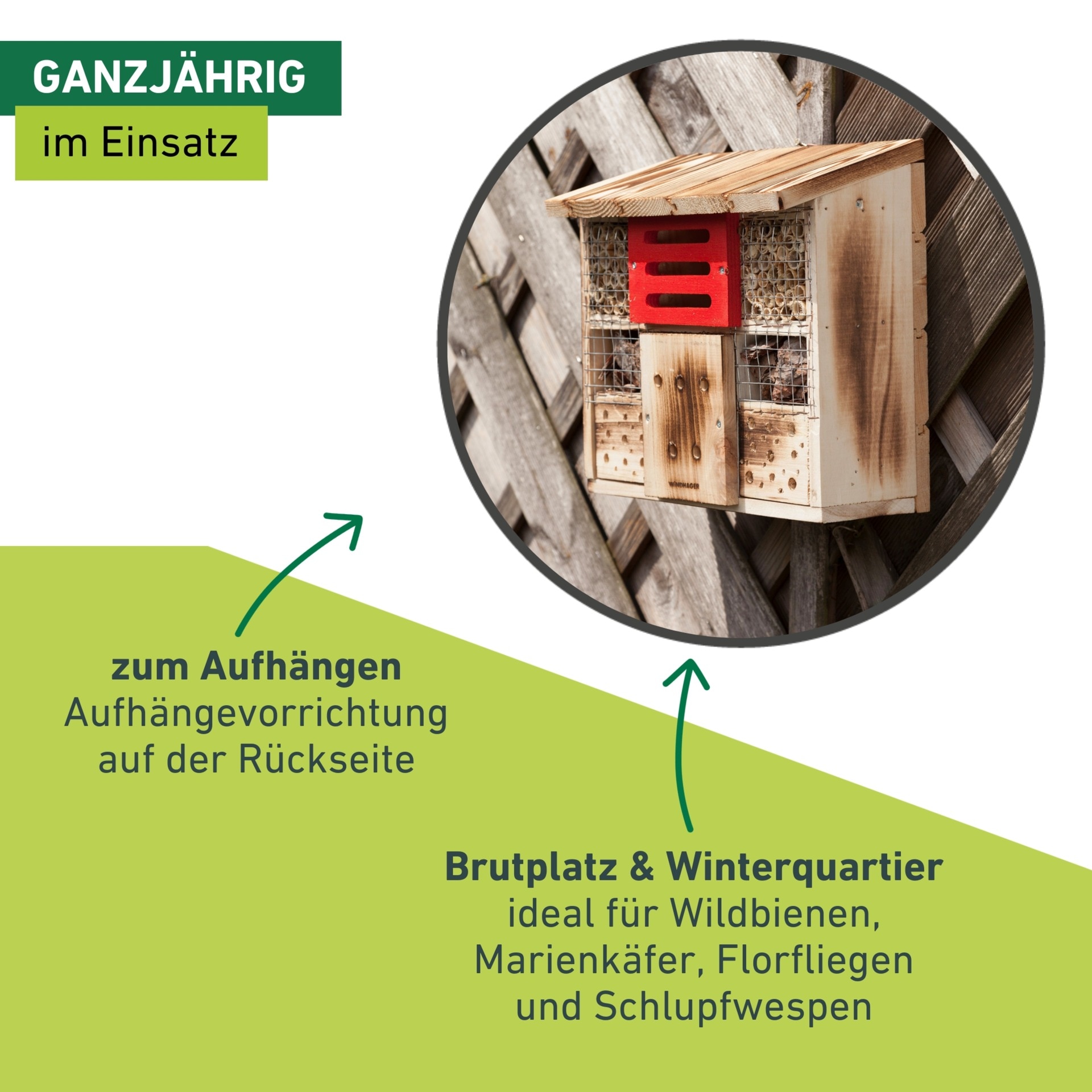 Windhager Insektenhotel »zur Linde, Schutz für Insekten, Wildbienen, Marienkäfer« Nistplatz aus Massivholz, Insektenhaus 27 x 30 x 13,5 cm