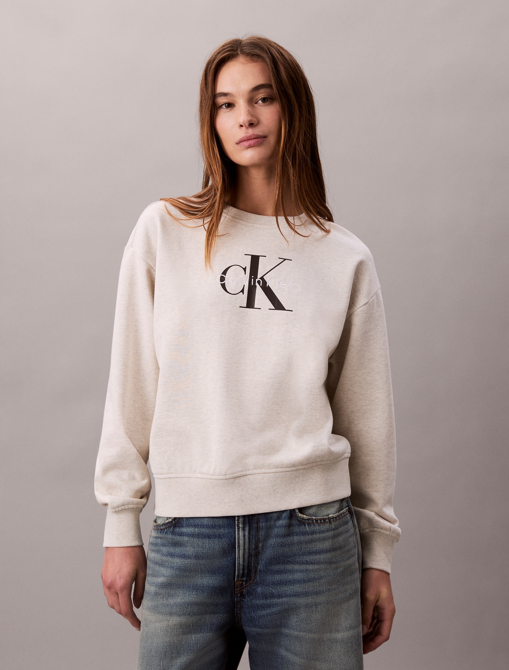 Calvin Klein Jeans Sweatshirt "LS MNLG FRNCH TRRY R", Mit Rundhalsausschnit günstig online kaufen