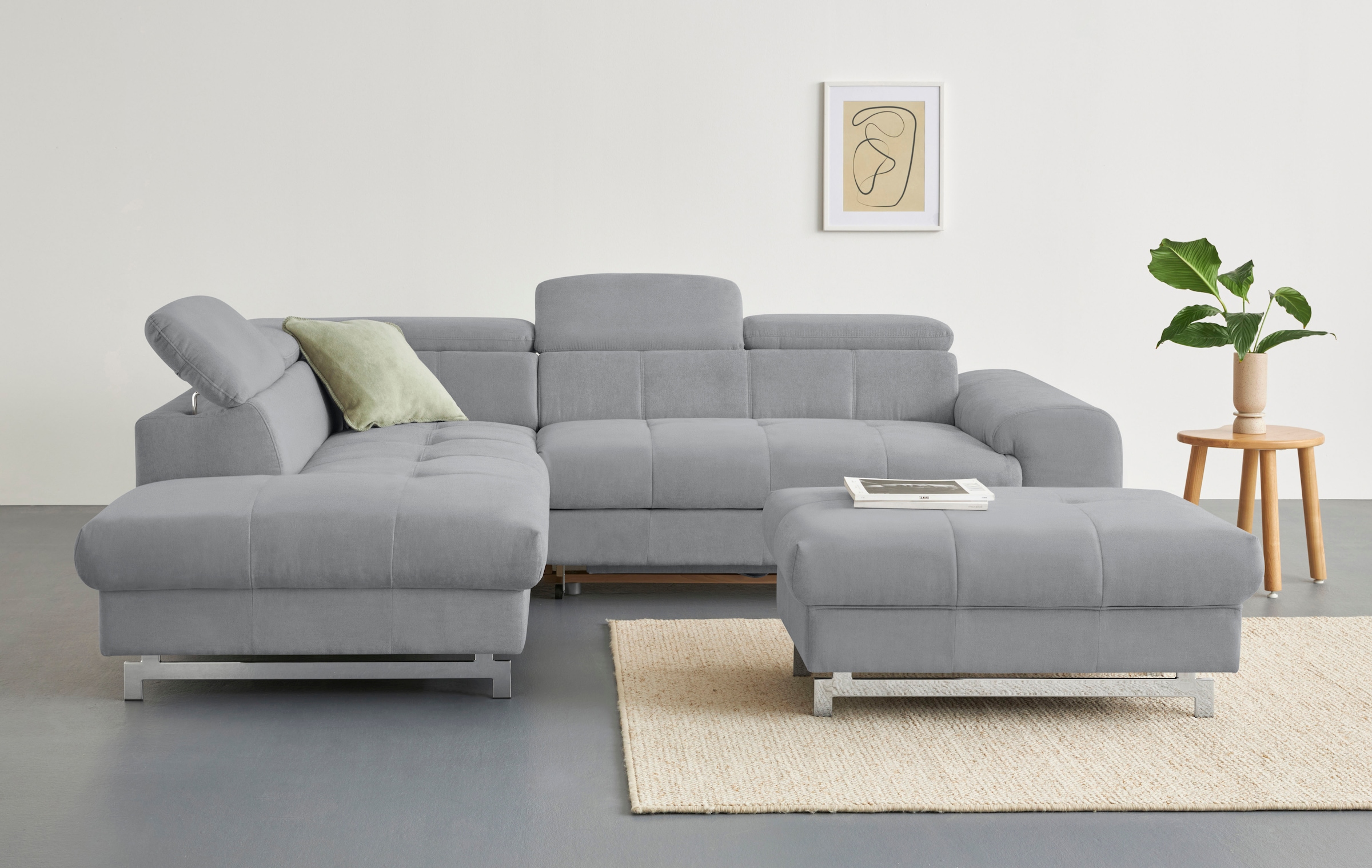 COTTA Ecksofa "Chef L-Form", mit Kopfteilverstellung, edle Metallkufen, wah günstig online kaufen