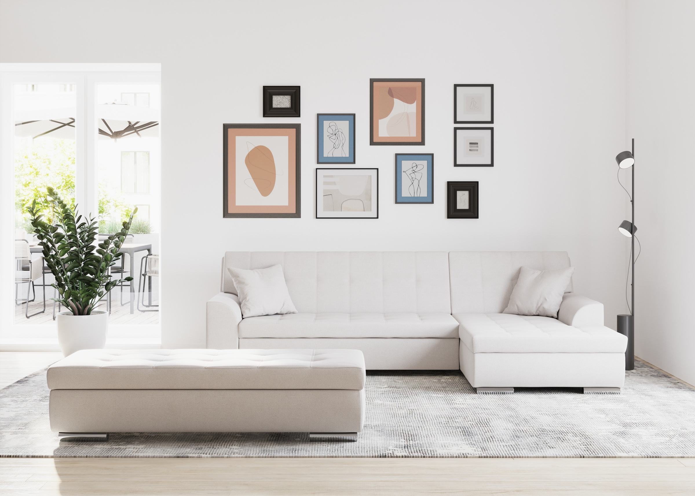 DOMO collection Ecksofa "TREVISO viele Bezüge, auch in Cord, L-Form, 267x178 cm" mit Bettfunktion, inkl. Zierkissen, Unser Dauertiefpreis