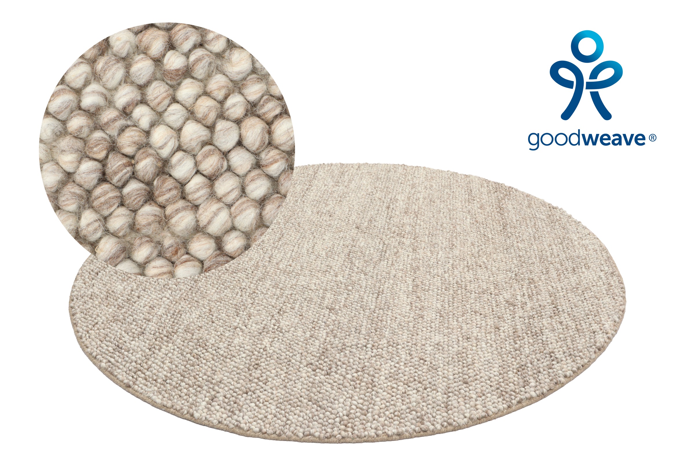 Teppich "Ainhoa, handgewebt, Wolle" Gr. 9, beige (sand), H:12mm Ø:120cm, Kunstfaser, Wolle, LEGER HOME BY LENA GERCKE, Teppiche, Teppich, Teppich, Wohnzimmer, Schlafzimmer, Esszimmer 2