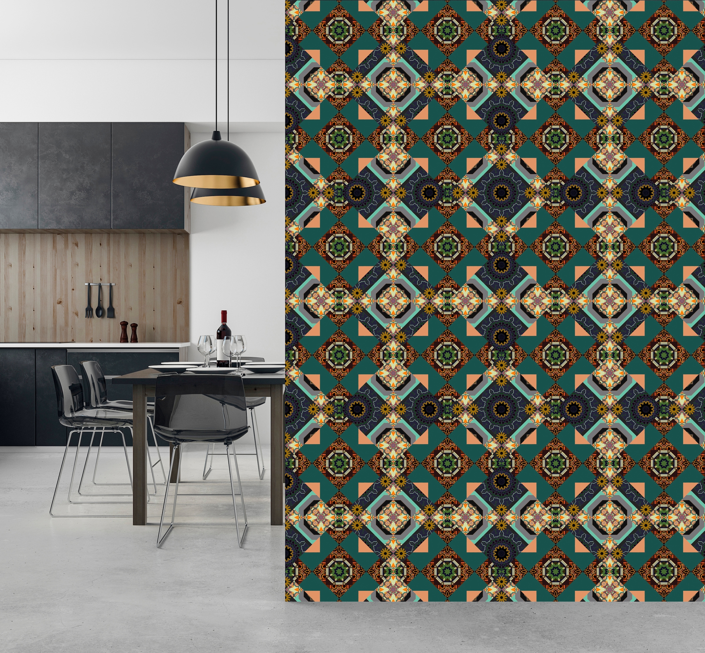 queence Vinyltapete »Lotta«, gemustert-Farbverlauf-bedruckt-abstrakt, 90x250cm, selbstklebend, kinderleichte Anbringung, Sticker