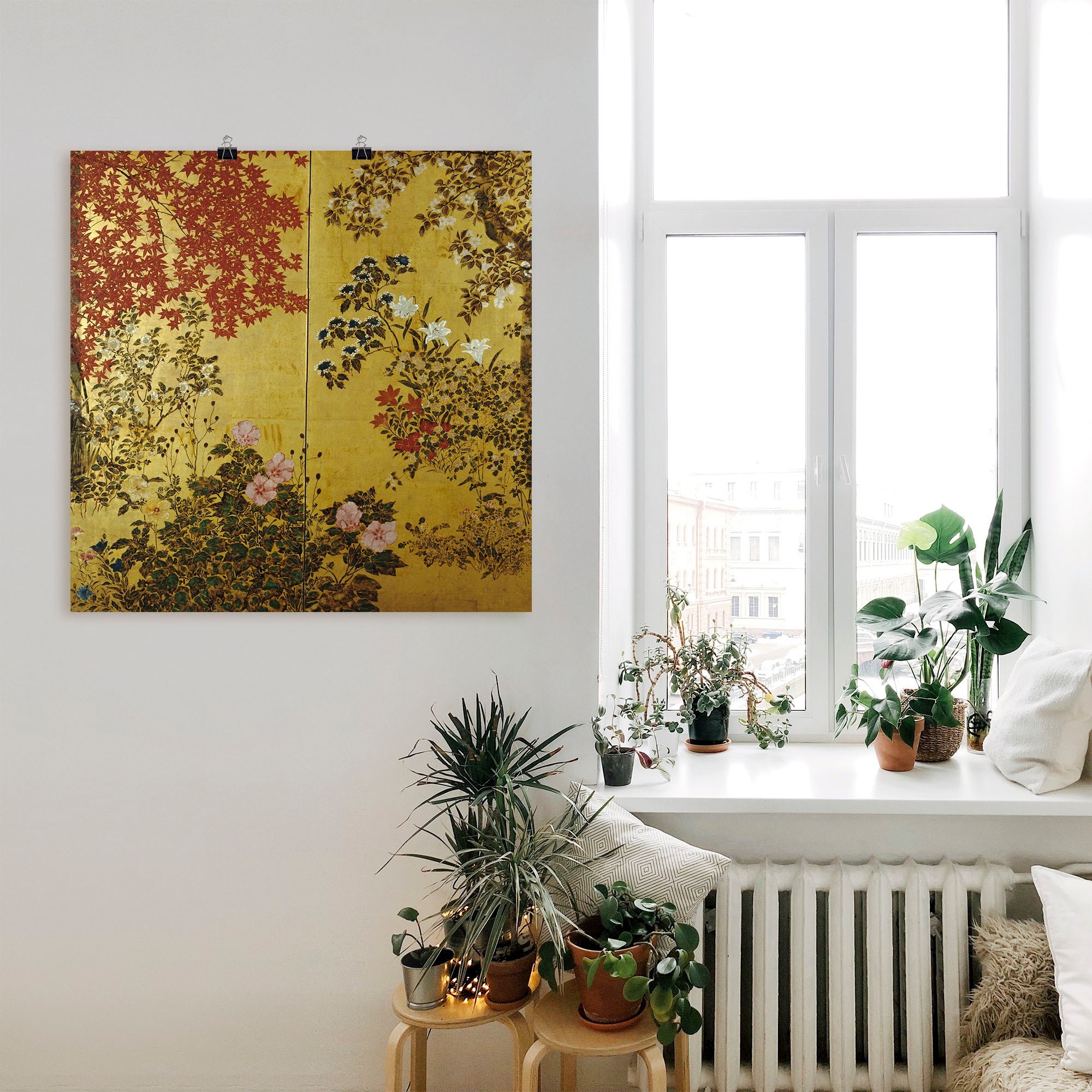 Wandbild ARTLAND "Japanischer Wandschirm 18. Jahrhundert", bunt (farbe bild(er): bunt), B:40cm H:40cm, Bilder, als Leinwandbild, Poster in verschied. Größen 2