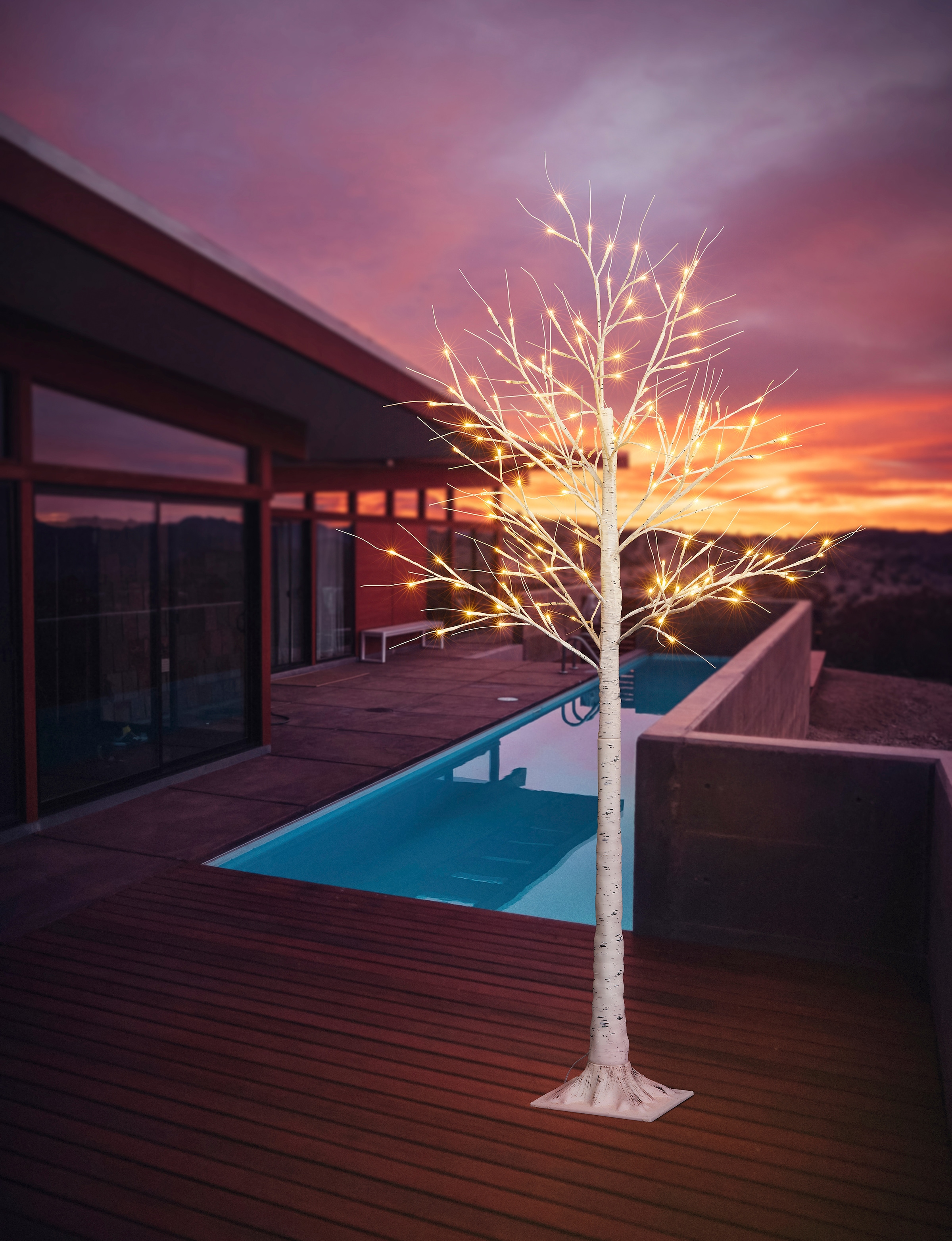 BONETTI LED Baum »Weihnachtsdeko«, 120 flammig, Beleuchteter Deko-Baum in Birkenoptik, Höhe ca. 120 cm