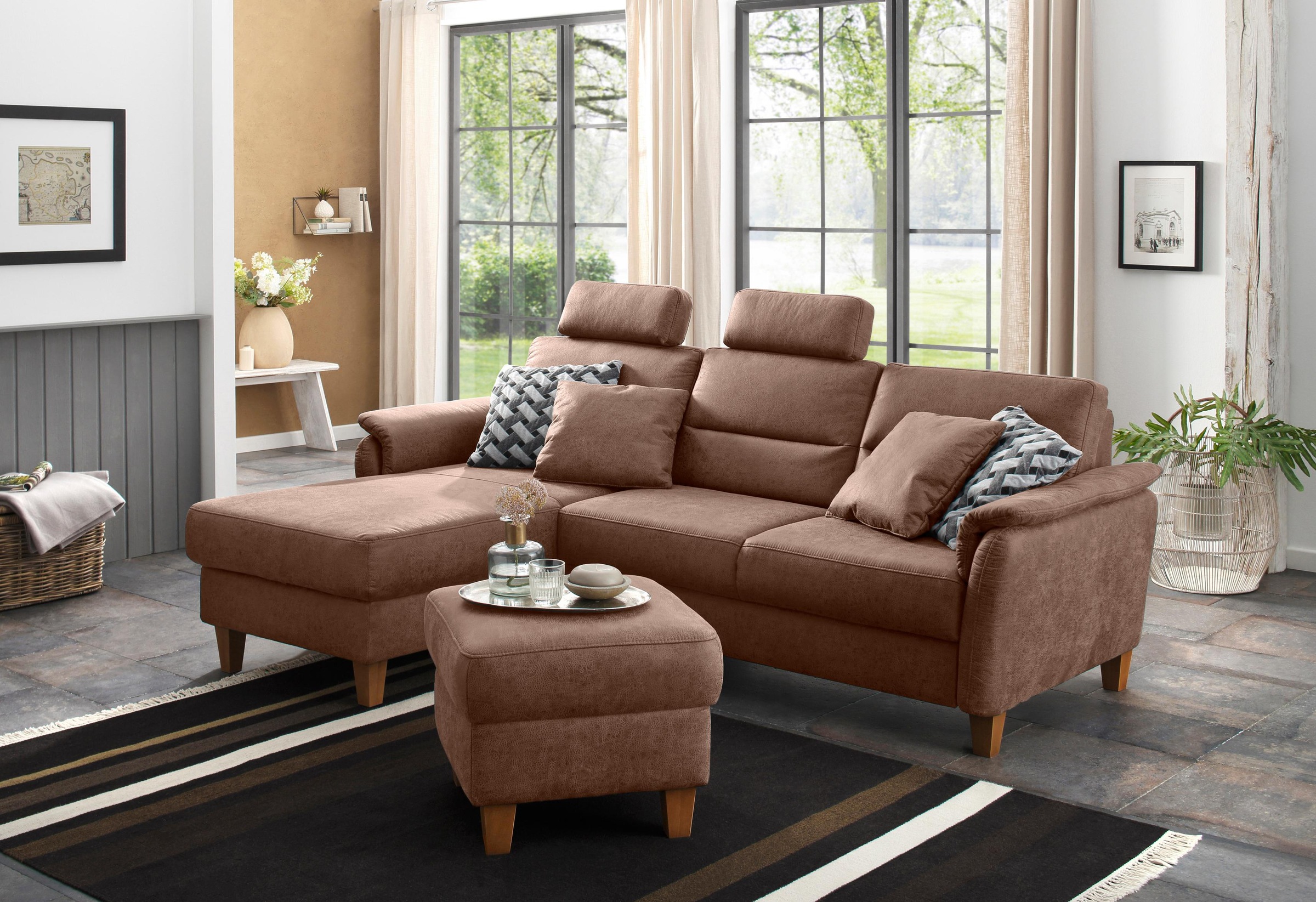 Home affaire Ecksofa »Palmera L-Form«, Federkern, wahlweise mit Bettfunktion und mit/ohne Bettkasten