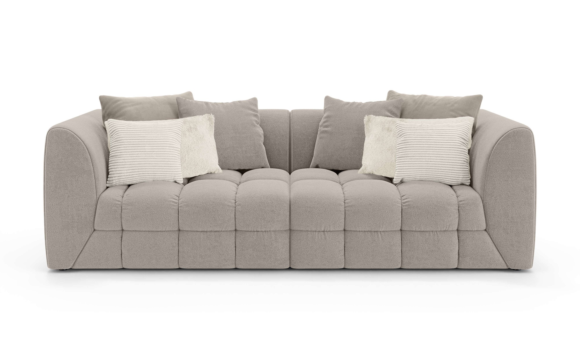 s.Oliver Big-Sofa »COBBO 3-Sitzer Design-Sofa Bubble-Optik, Maße B/T/H: 259/126/104 cm«, mit vielen Kissen, moderne Steppung und hoher Sitzkomfort