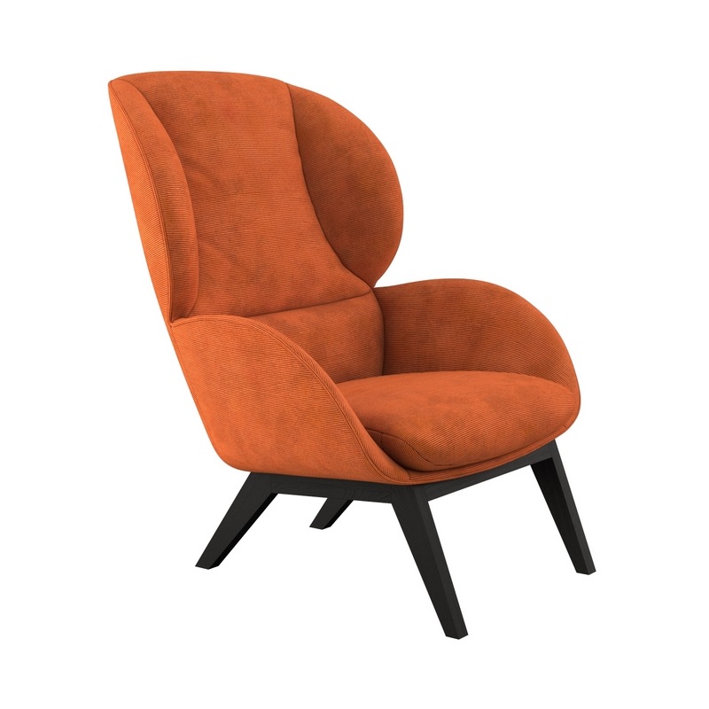 FLEXLUX Ohrensessel »Adria Designsessel, Loungesessel,«, Stil & Komfort, organische Form, Fuß Holz schwarz