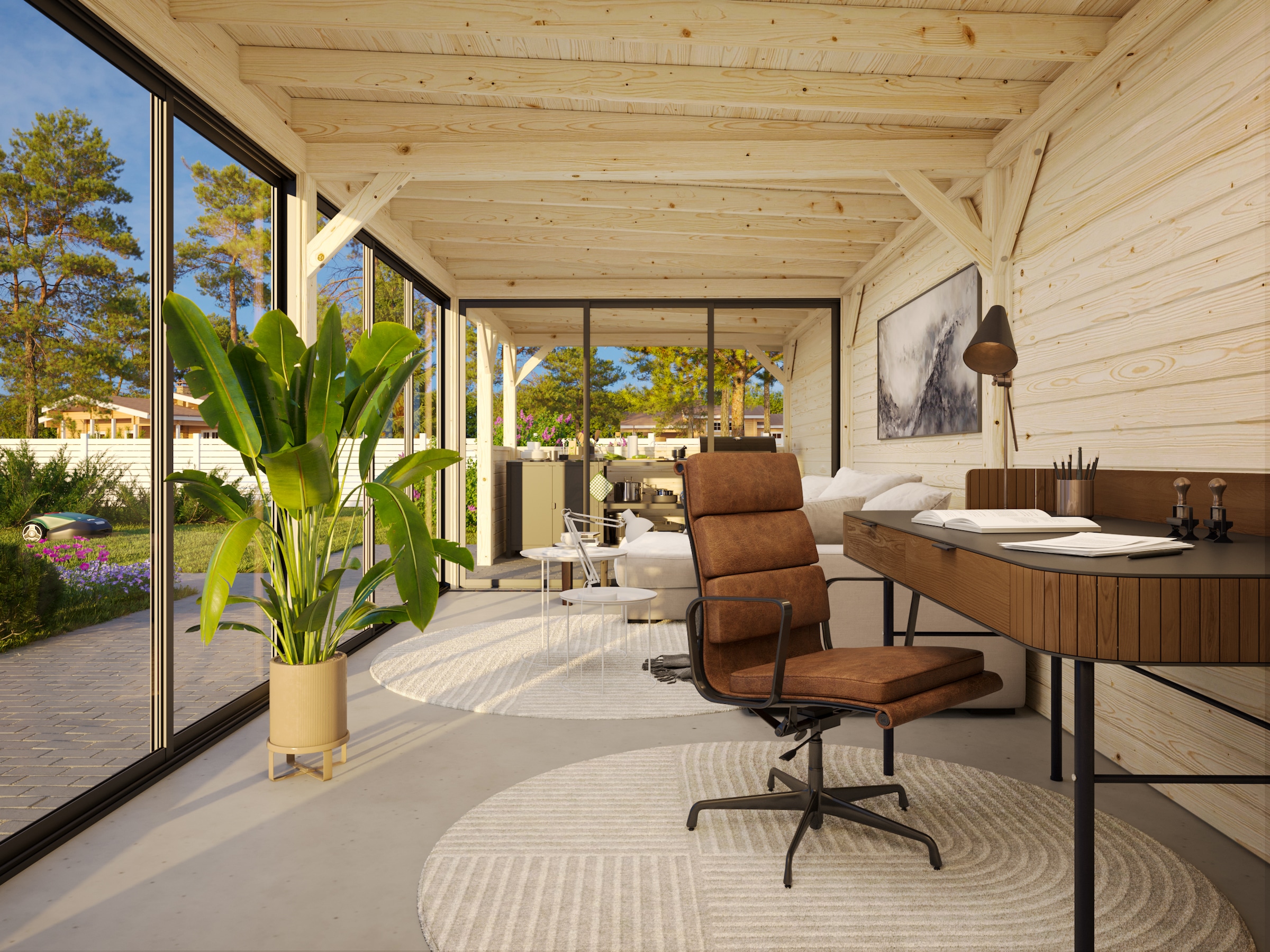 Palmako Gartenhaus »Lenna 24,9 m², Set 719 Slide Plus«