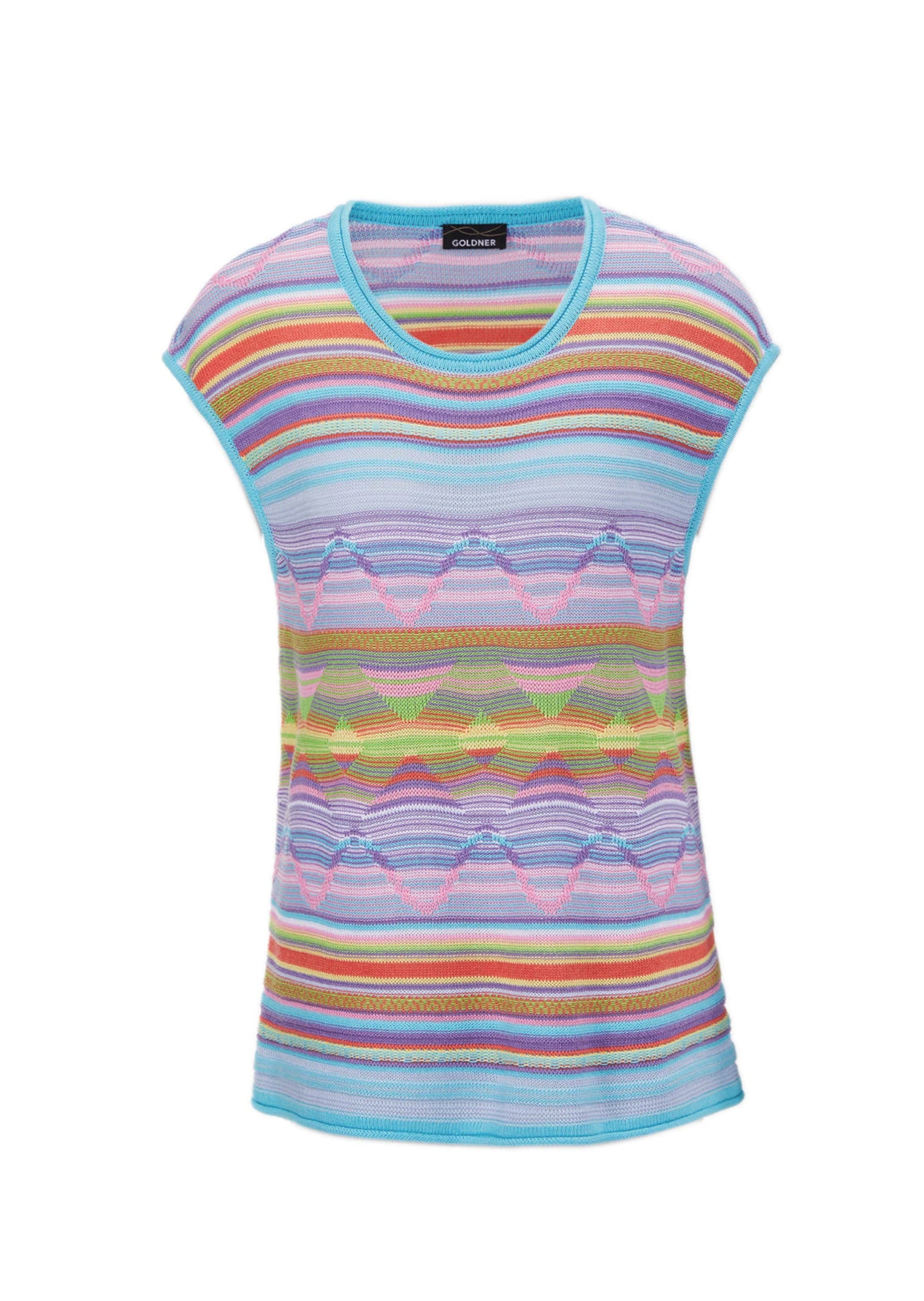 GOLDNER Strickpullover "Kurzgröße Bequemes Top mit schönem Dessin" mit farb günstig online kaufen