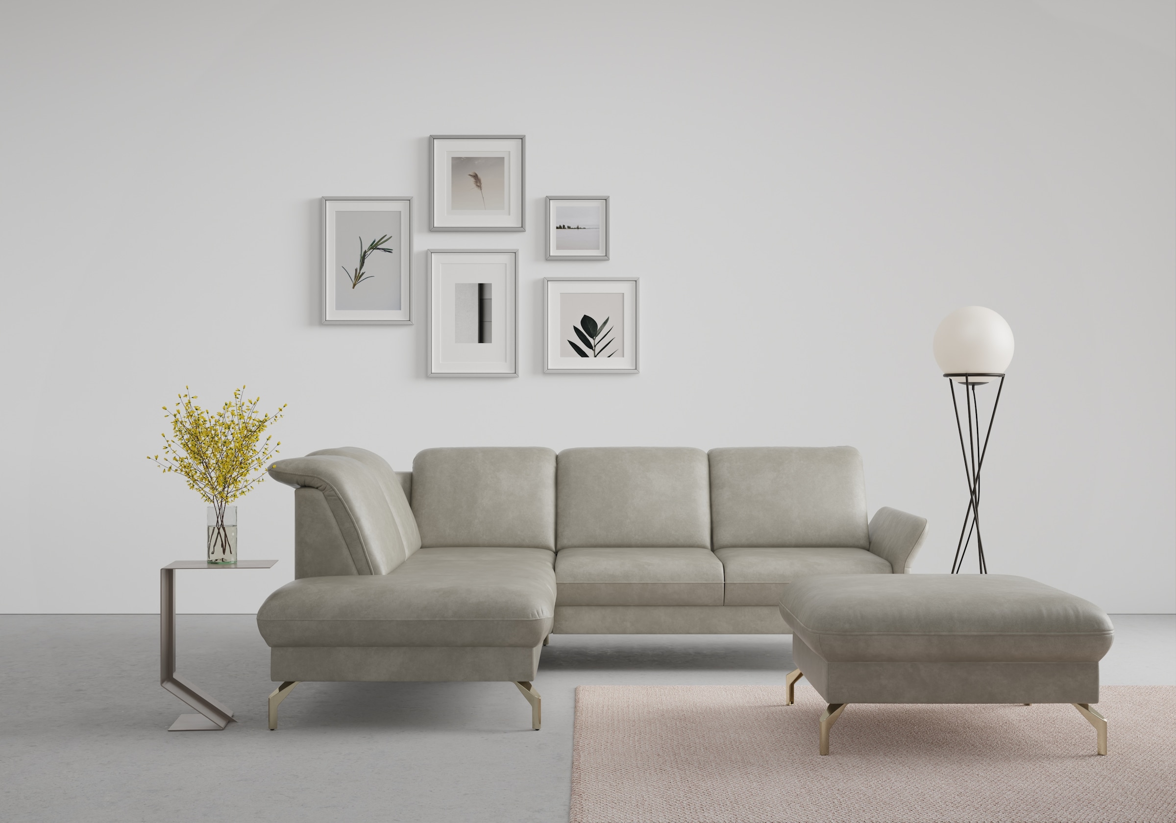 sit&more Ecksofa "Fashion L-Form" wahlweise mit Kopfteilverstellung, Vorziehsitz, motorisch, Nickelfüße
