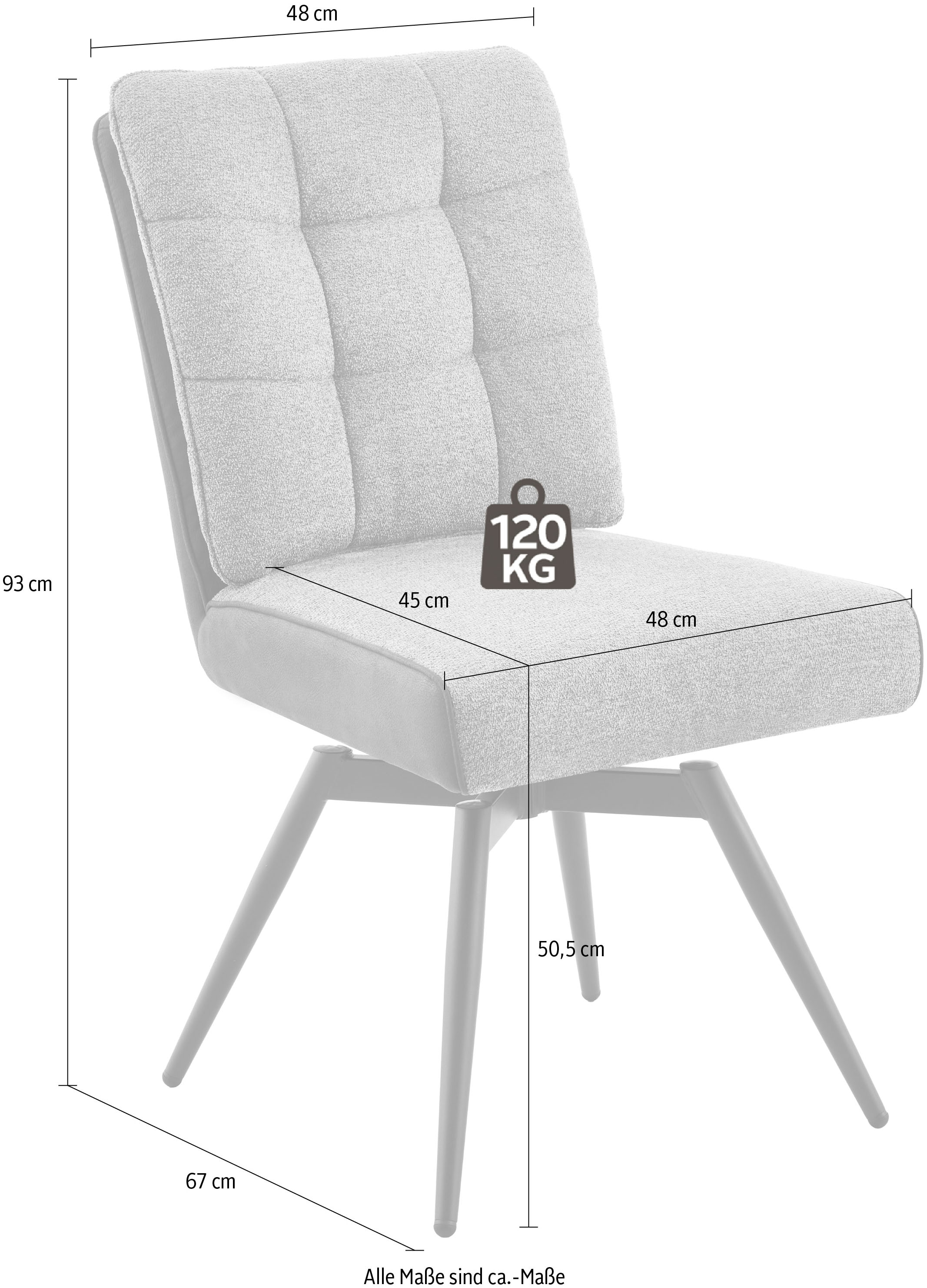 HELA 4-Fußstuhl »TOMAR« () 2 Stk.XL Sitzbreite, 360° drehbar, mit Federkorb, Materialkombi