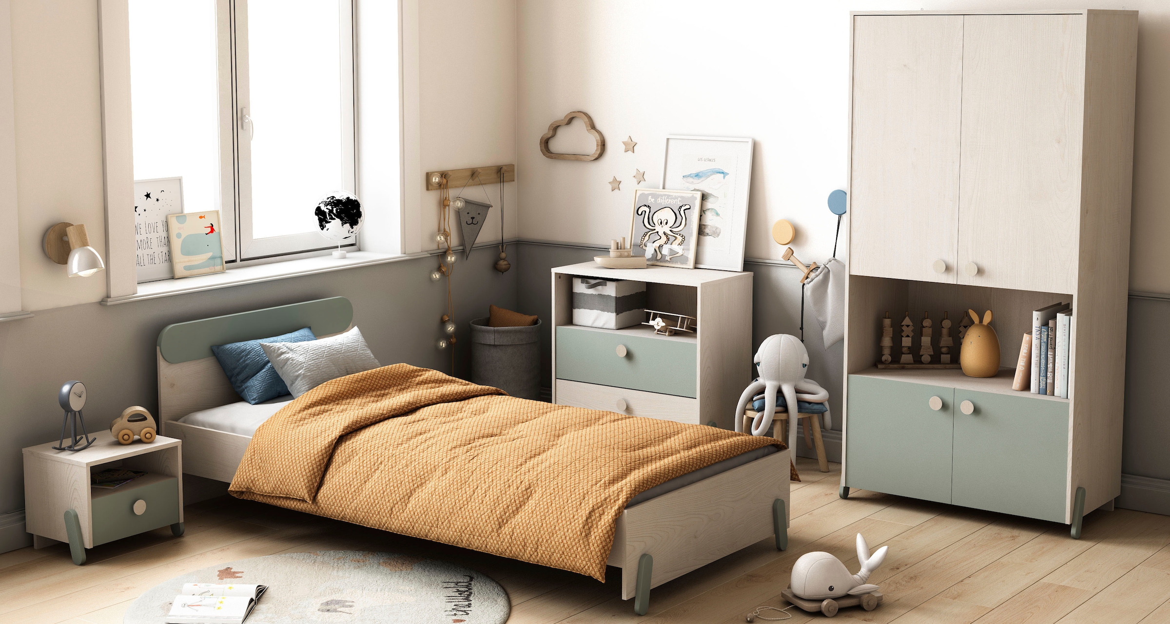 Demeyere GROUP Kleiderschrank »Ilian«, (Packung), modernes Design fürs Kinderzimmer, Kinderkleiderschrank