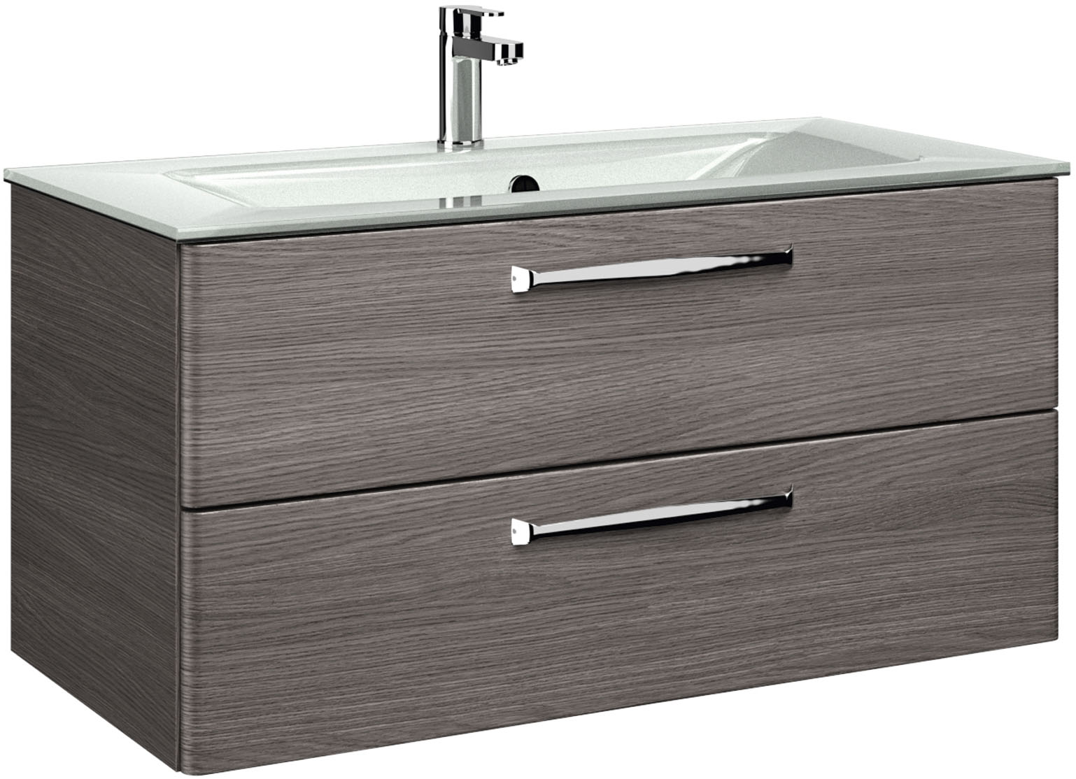 Thumbnail - Saphir Badmöbel-Set "Trentino 2-teilig Glas-Waschtisch, Spiegelschrank mit LED-Leuchte" 3 Stk. tlg.