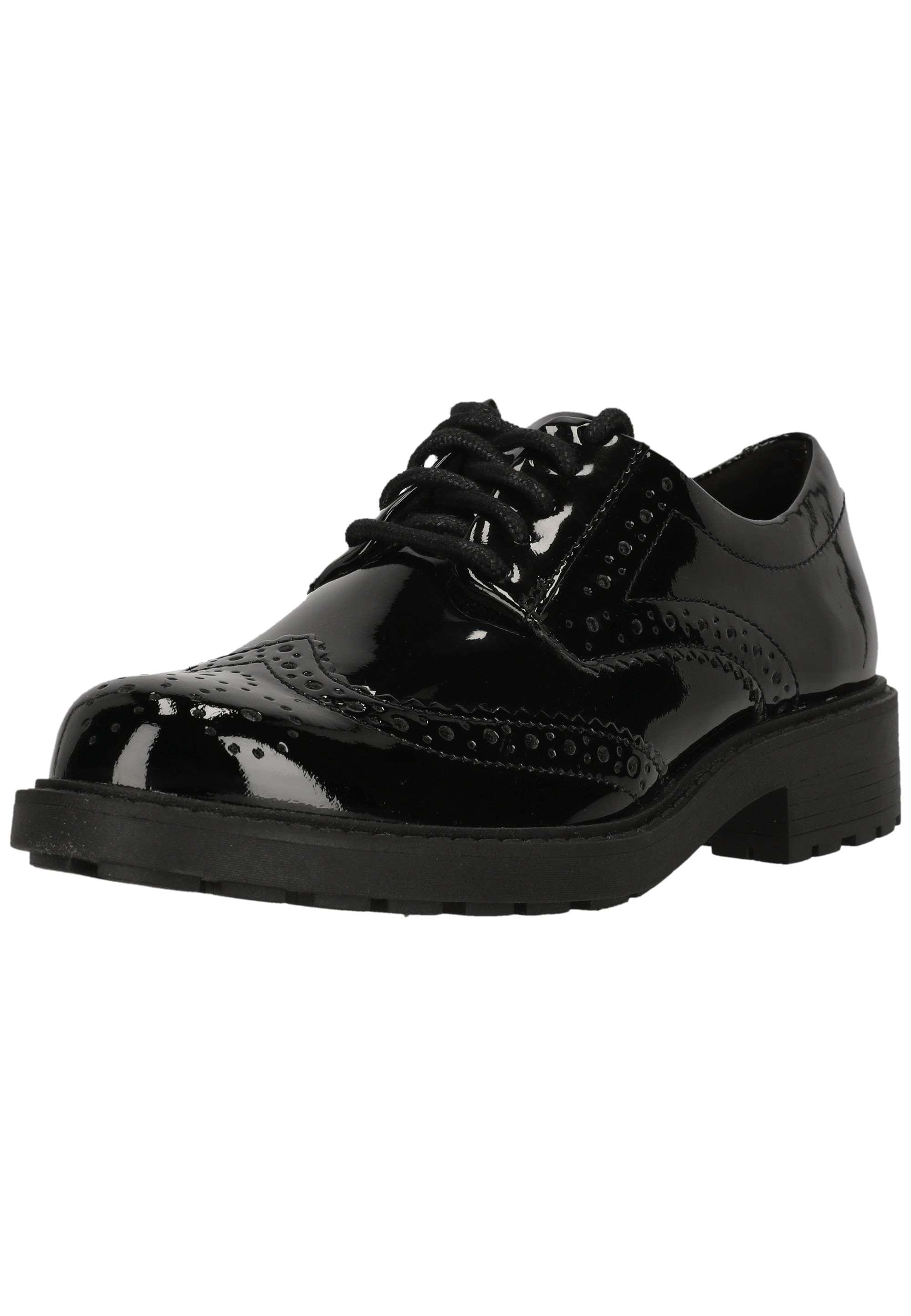 Clarks Schnürschuh "Orinoco2 Limit Black Pat" mit profilierter Sohle für guten Halt