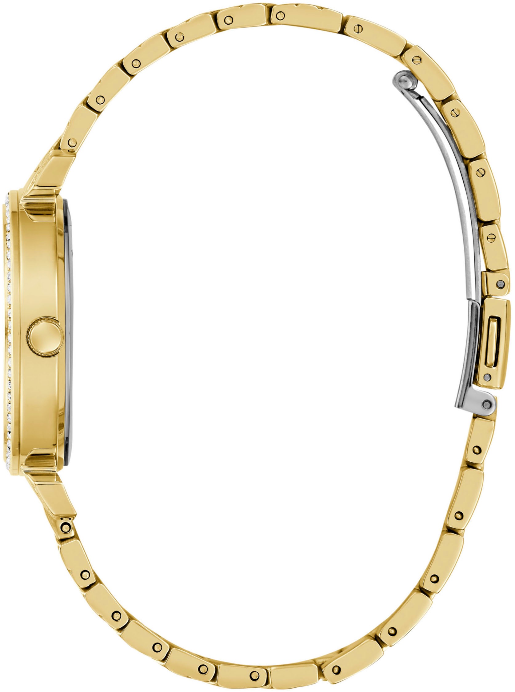 Guess Quarzuhr »ENCHANTMENT«, Armbanduhr, Damenuhr, Kristallsteine, Mineralglas, Edelstahlarmband