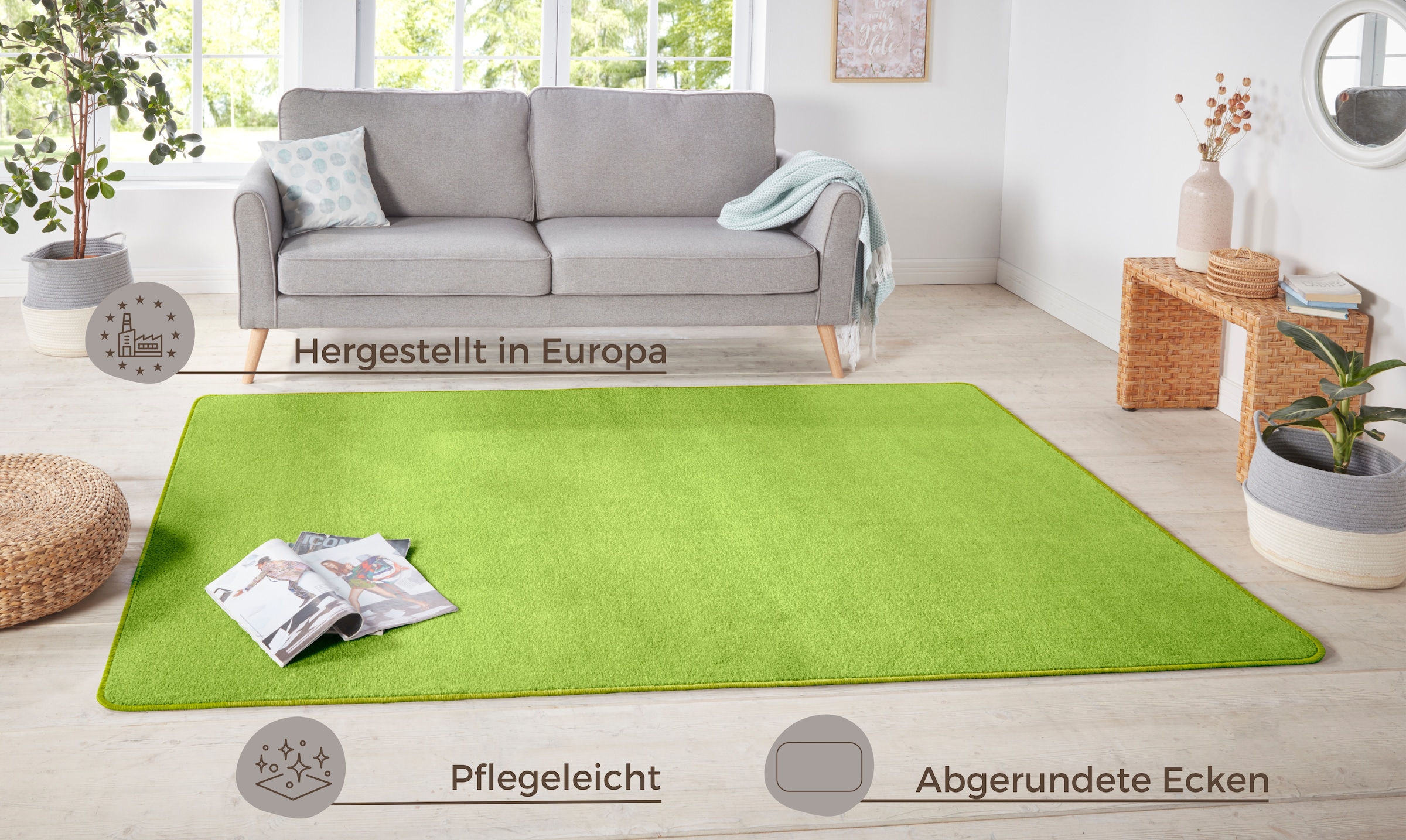 HANSE Home Teppich »Shashi«, rechteckig, Kurzflor, Unifarben, Teppich, Weich, Esszimmer, Kinderzimmer, Flur